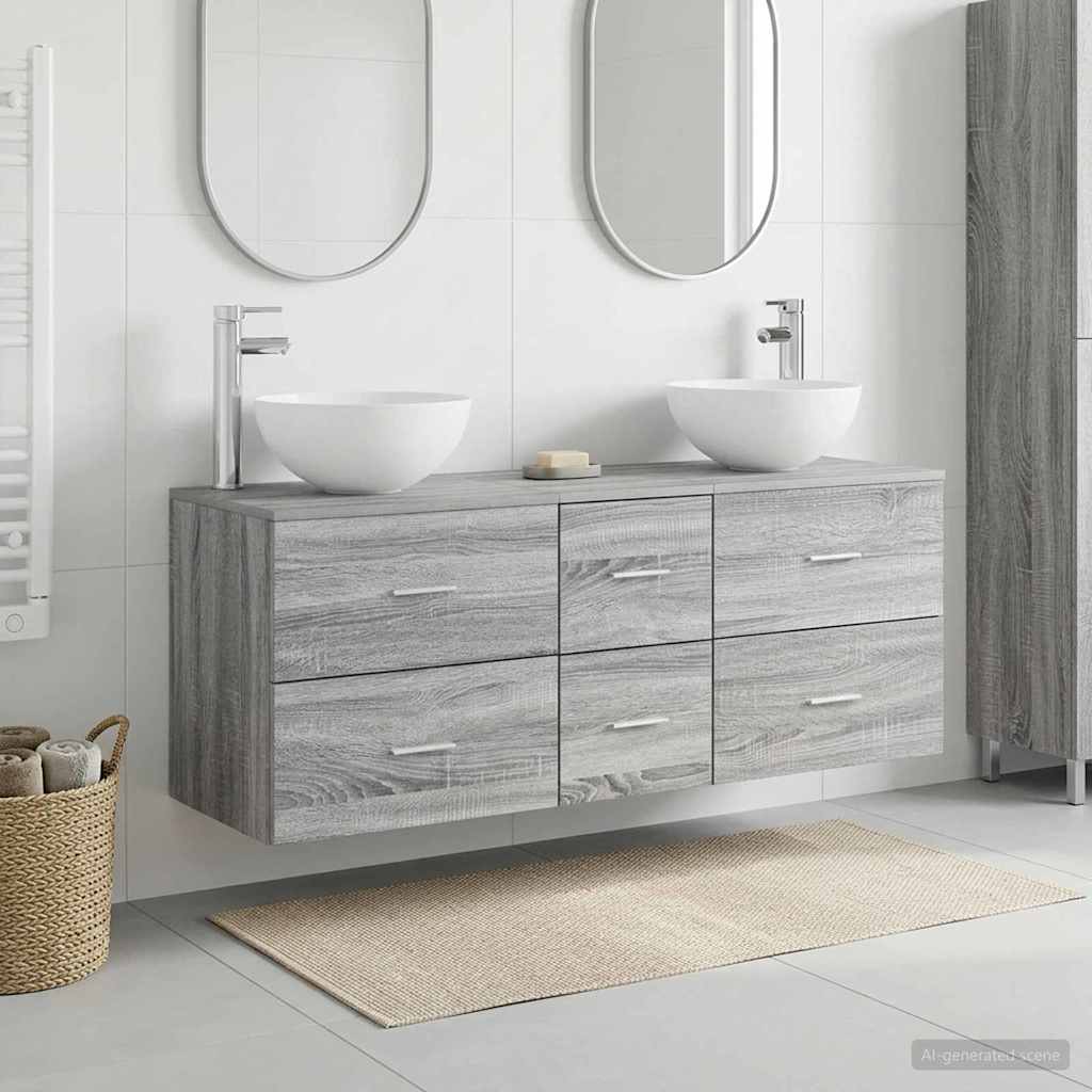 vidaXL Badkamerkast set 3 st Wit 49,5 x 41 x 64,5 cm Bewerkt hout