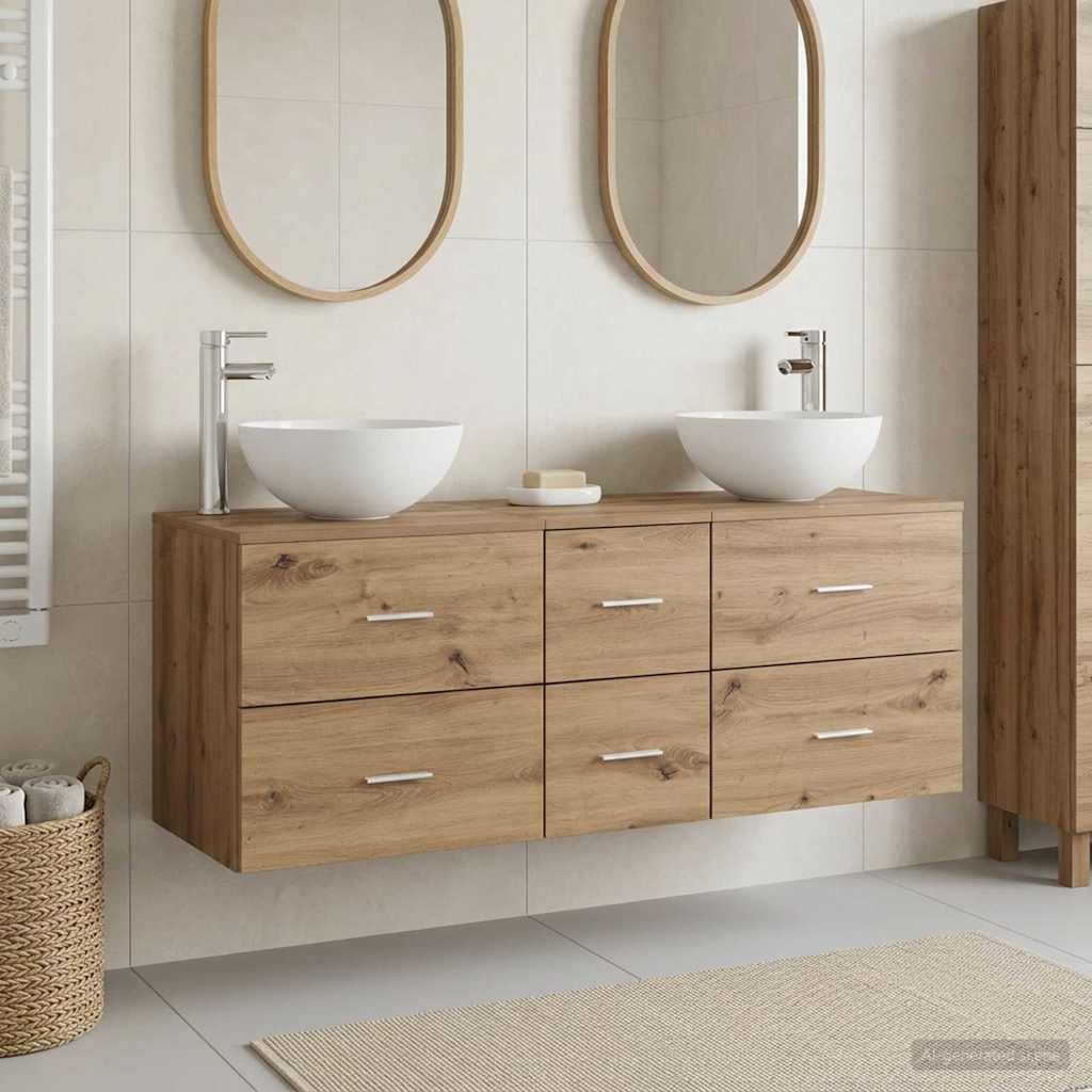 vidaXL Badkamerkast set 3 st Wit 49,5 x 41 x 64,5 cm Bewerkt hout