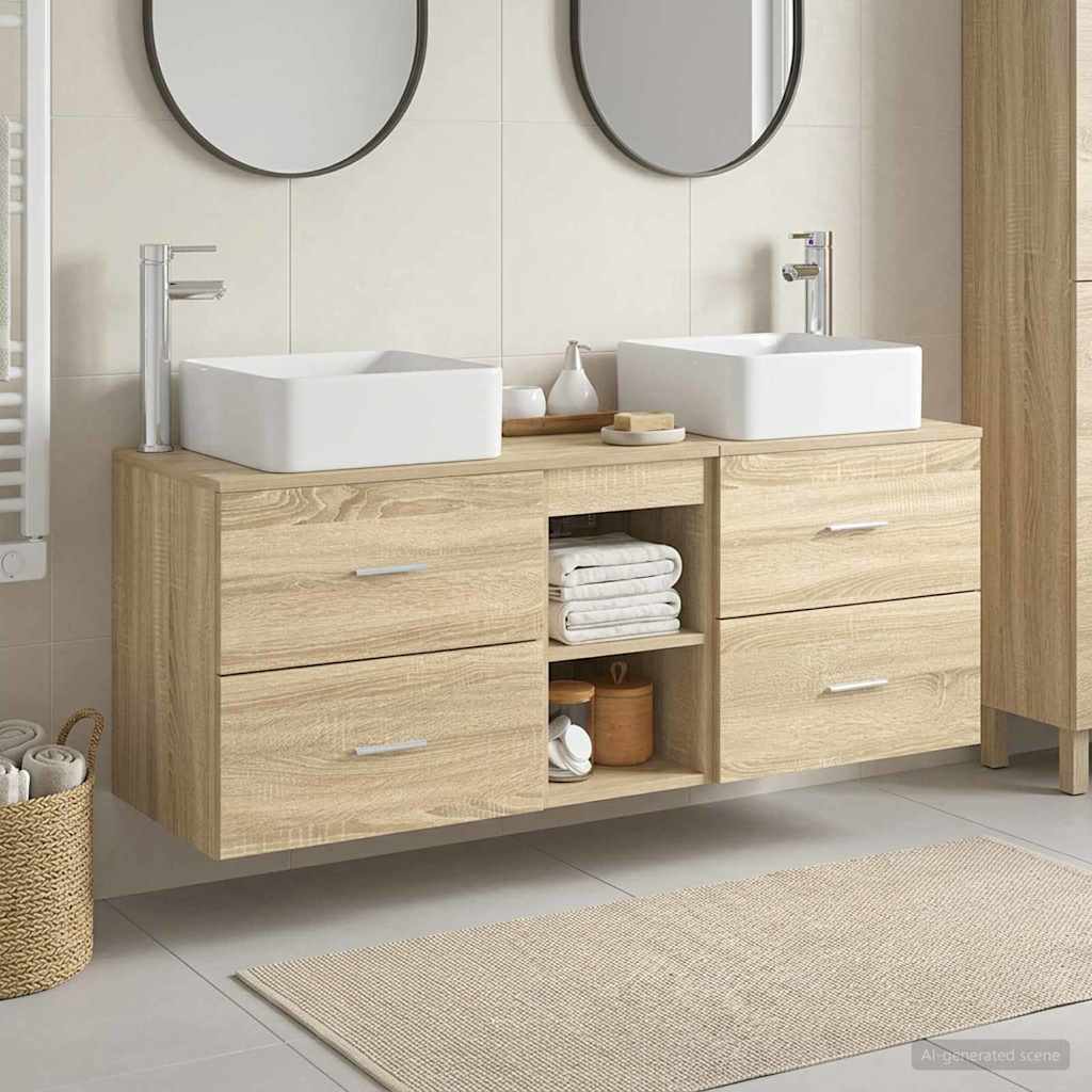 vidaXL Badkamerkast set 3 st Wit 49,5 x 41 x 63 cm Bewerkt hout