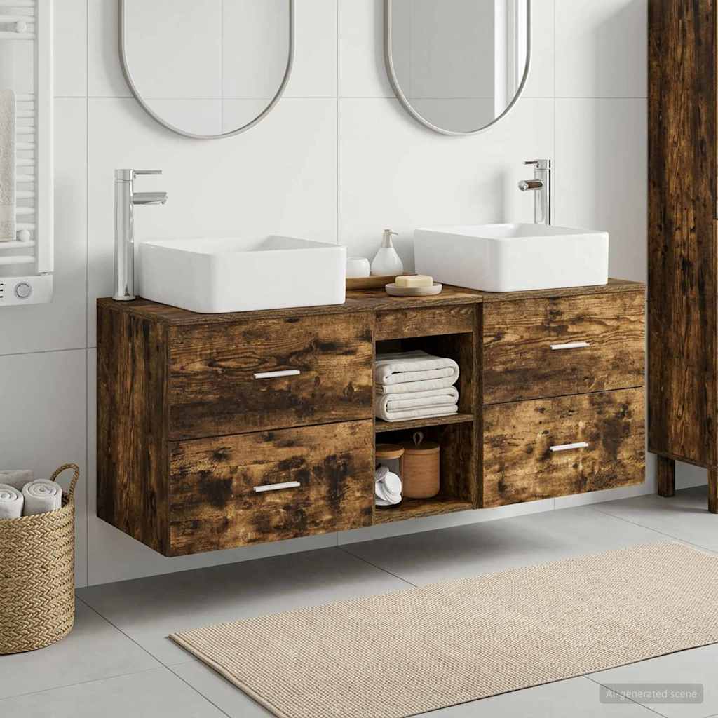 vidaXL Badkamerkast set 3 st Wit 49,5 x 41 x 63 cm Bewerkt hout