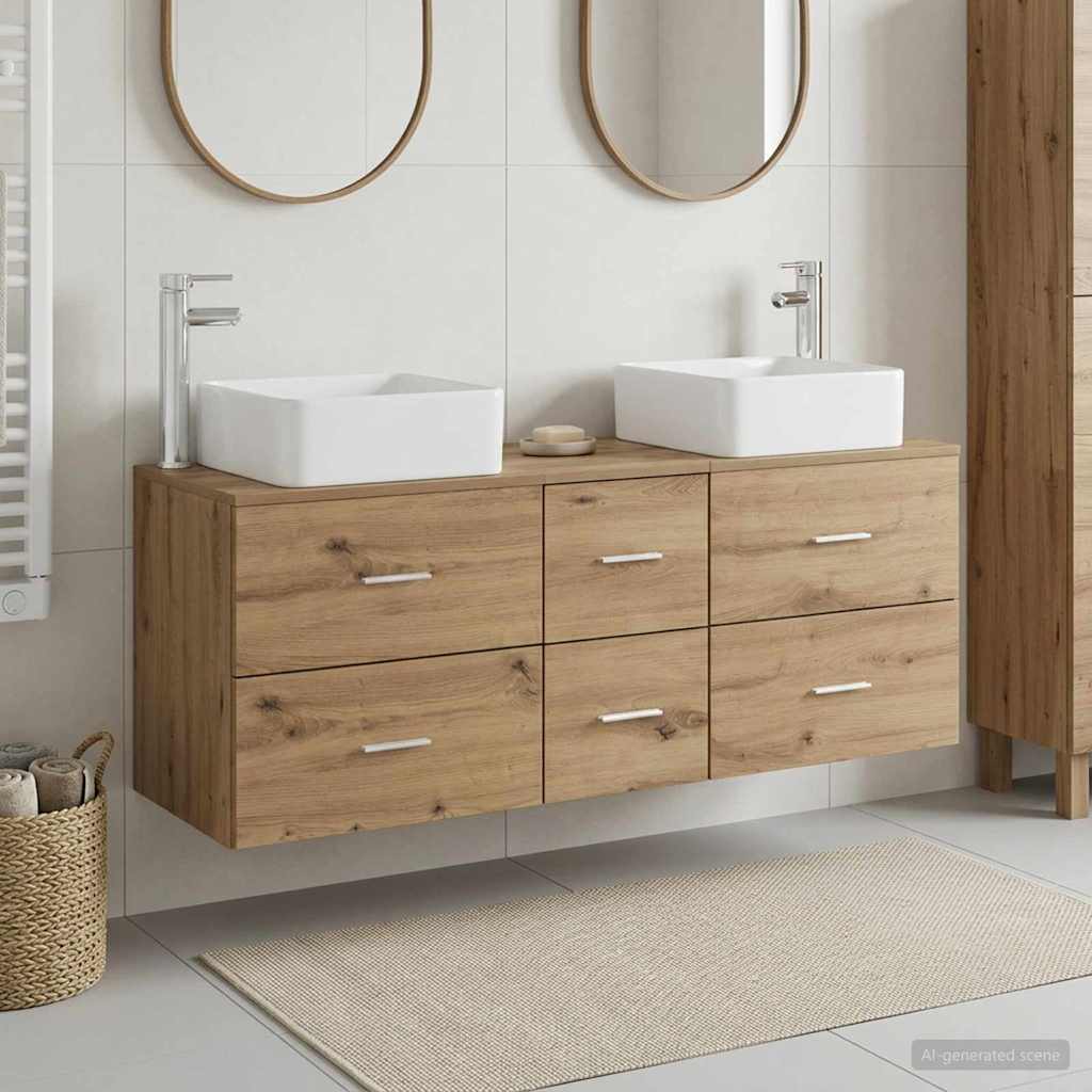 vidaXL Badkamerkast set 3 st Wit 49,5 x 41 x 63 cm Bewerkt hout