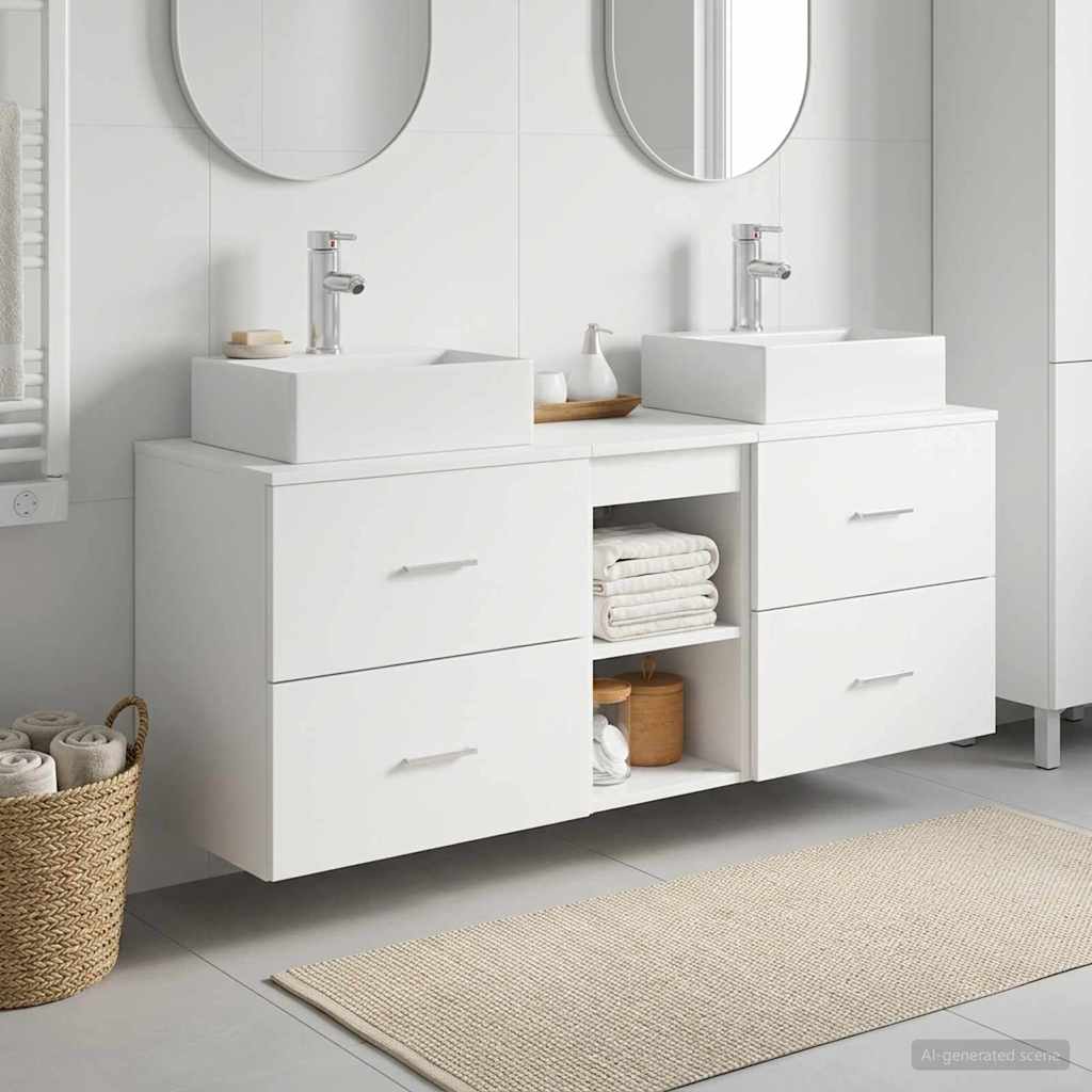 vidaXL Badkamerkast set 3 st Wit 49,5 x 41 x 62,5 cm Bewerkt hout