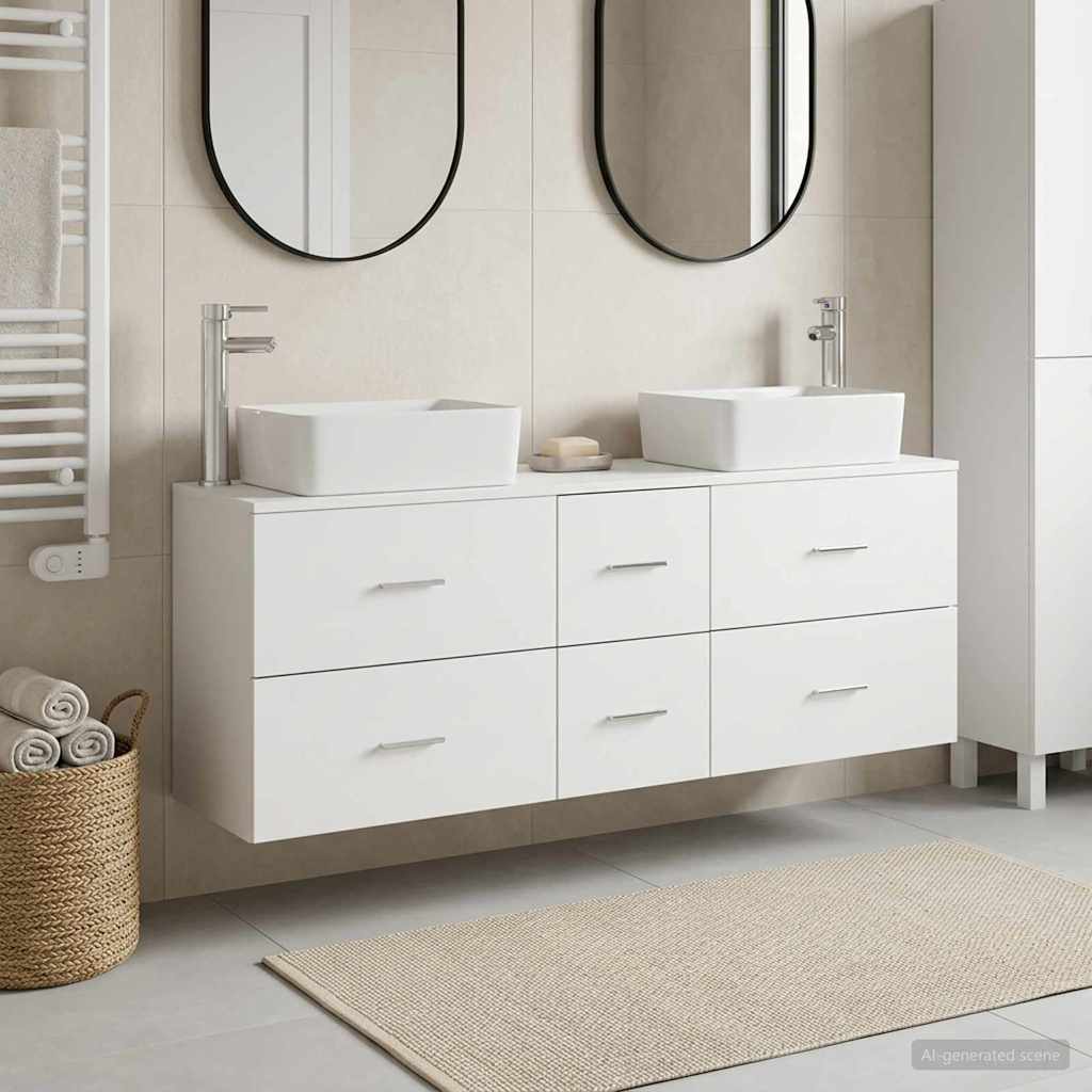 vidaXL Badkamerkast set 3 st Wit 53 x 34,5 x 63 cm Bewerkt hout