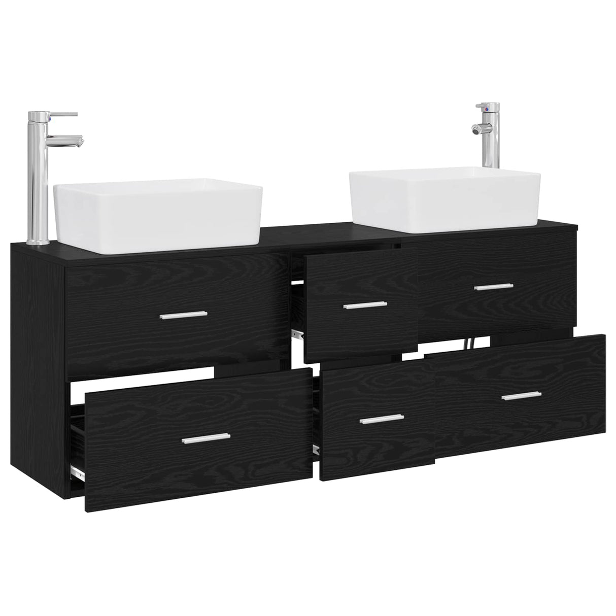 vidaXL Badkamerkast set 3 st Wit 53 x 34,5 x 63 cm Bewerkt hout