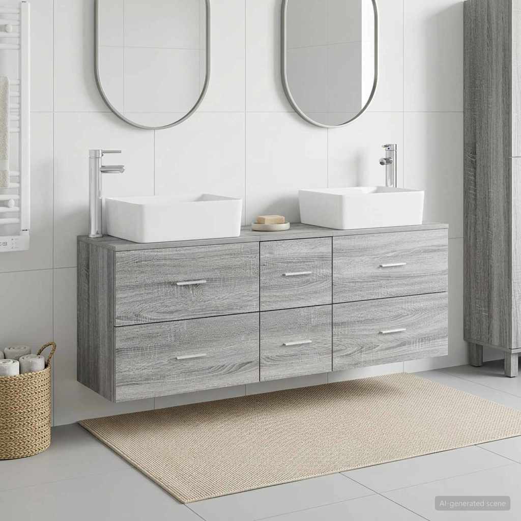 vidaXL Badkamerkast set 3 st Wit 53 x 34,5 x 63 cm Bewerkt hout