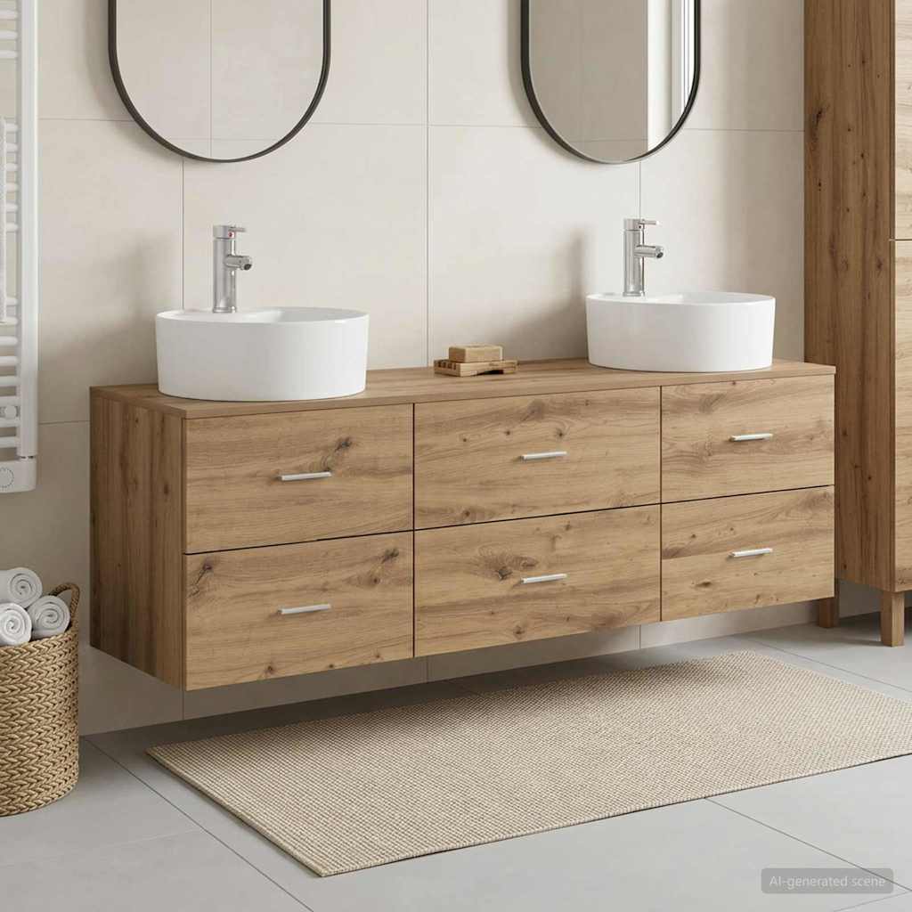 vidaXL Badkamerkast set 3 st Wit 62,5 x 44,5 x 50 cm Bewerkt hout