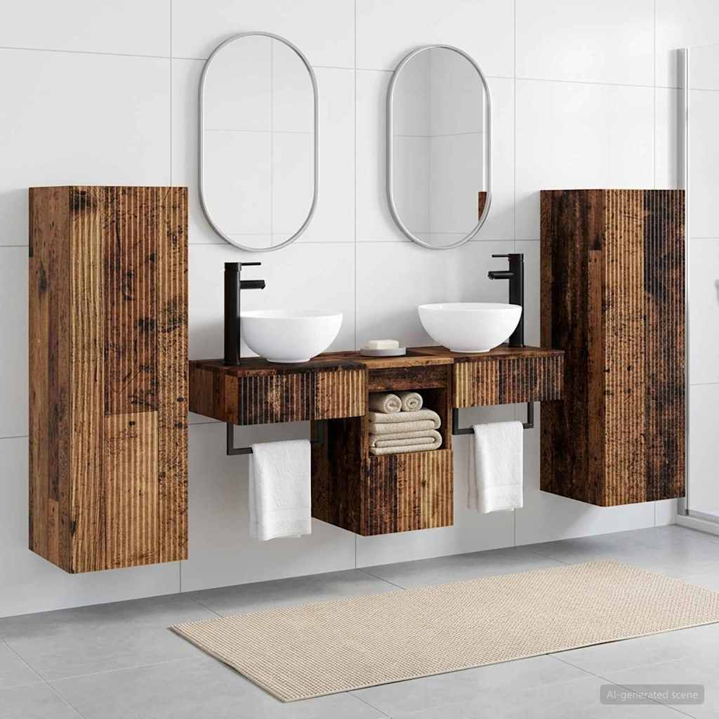 vidaXL Badkamermeubel Set 5 st Wit 33 x 34,5 x 100 cm Bewerkt hout