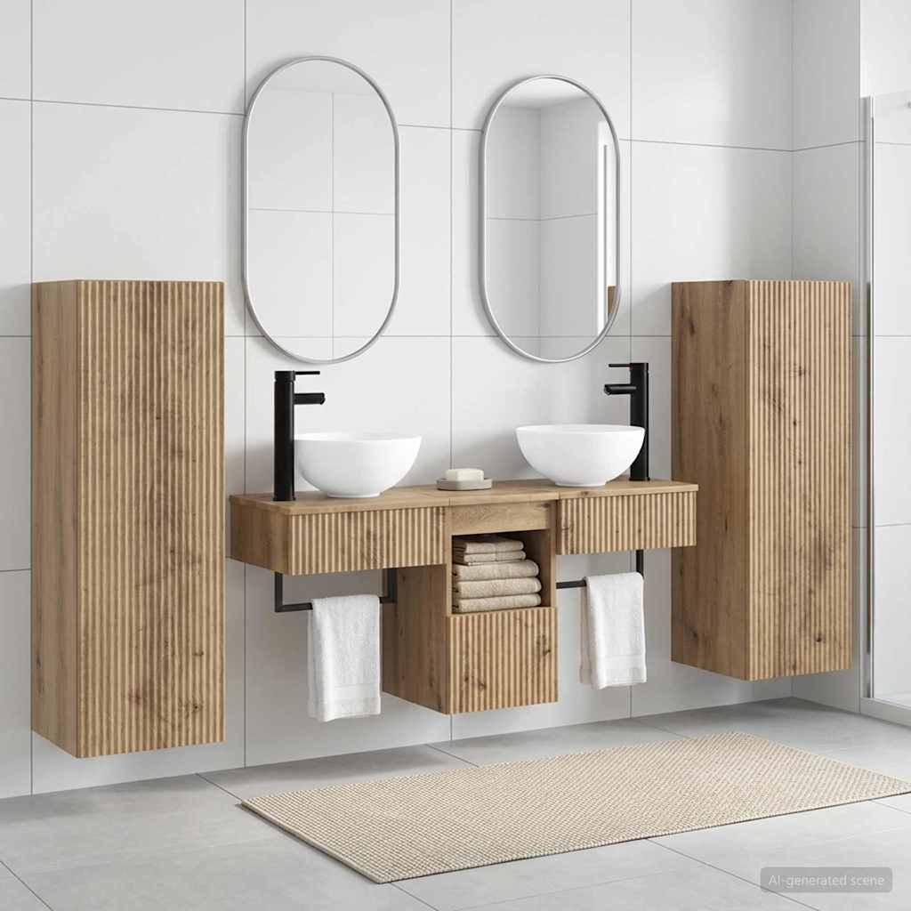 vidaXL Badkamermeubel Set 5 st Wit 33 x 34,5 x 100 cm Bewerkt hout