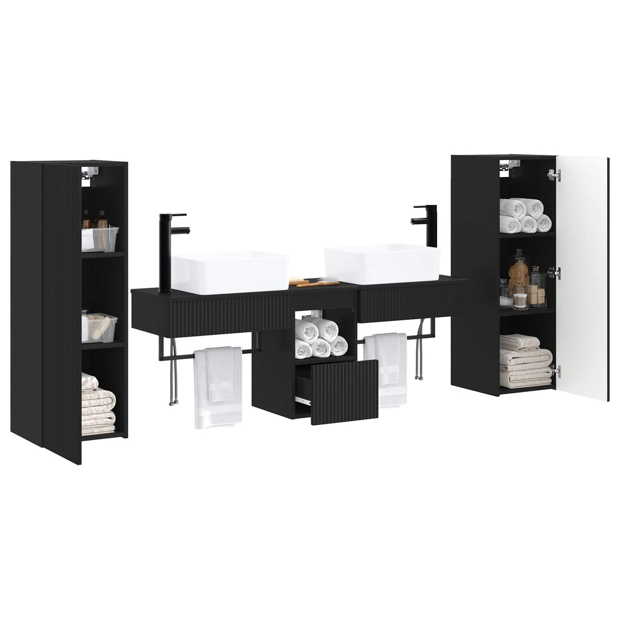 vidaXL Badkamermeubel Set 5 st Wit 33 x 34,5 x 100 cm Bewerkt hout