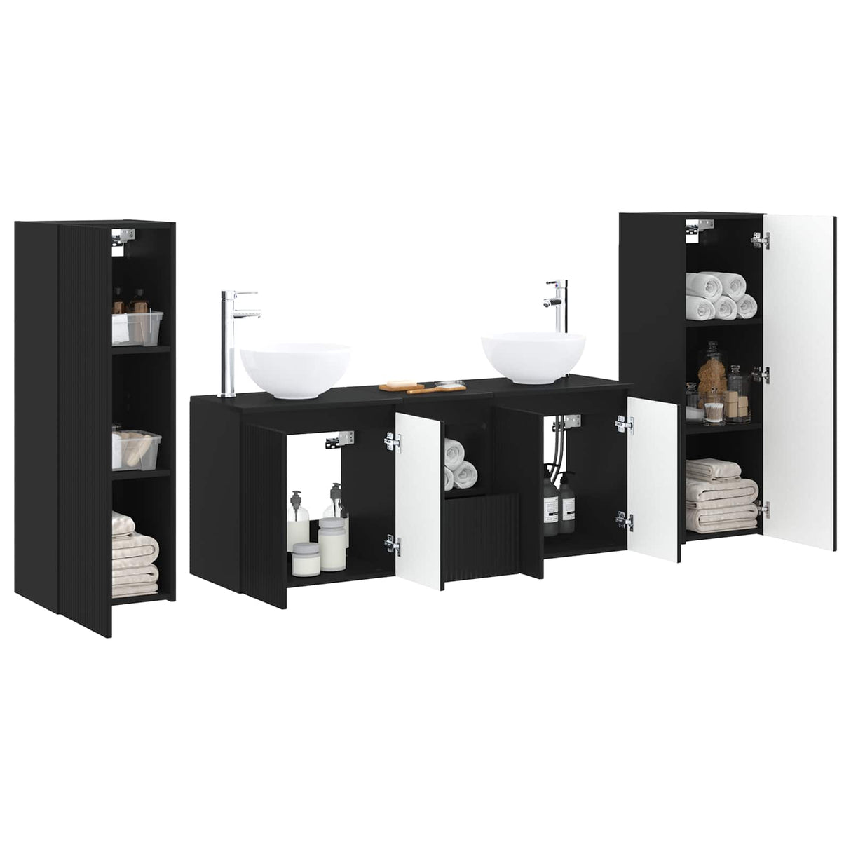 vidaXL Badkamermeubel Set 5 st Wit 33 x 34,5 x 100 cm Bewerkt hout