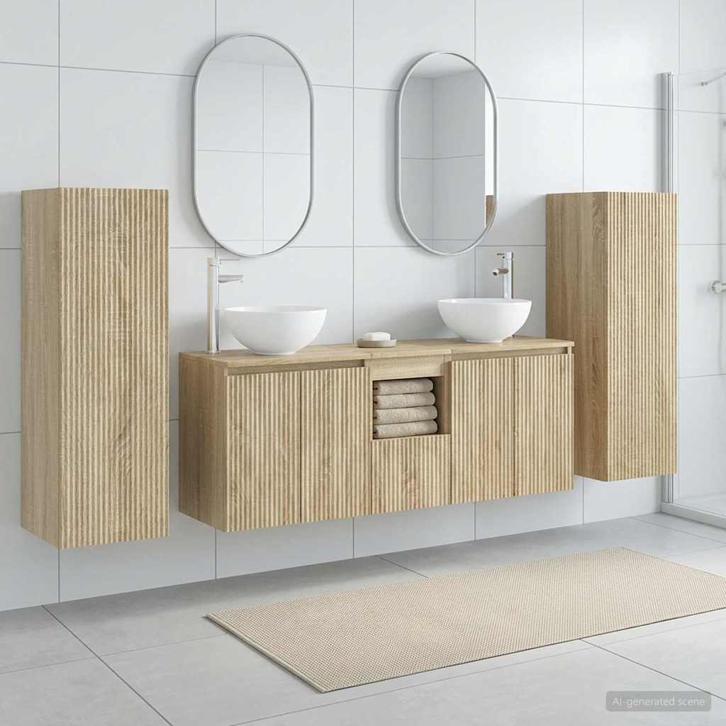 vidaXL Badkamermeubel Set 5 st Wit 33 x 34,5 x 100 cm Bewerkt hout