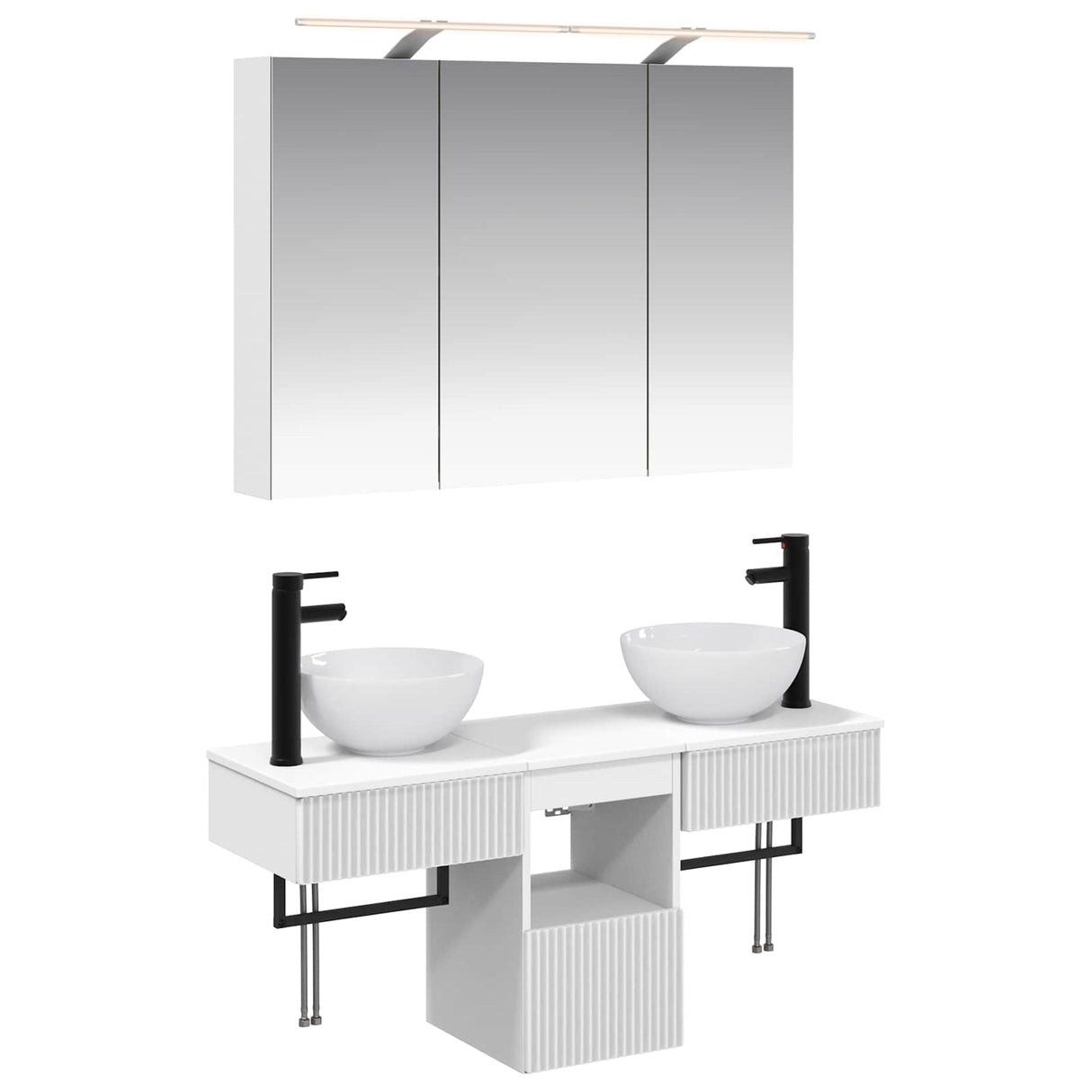 vidaXL Badkamerkast set 4 pcs Wit 100 x 14,5 x 70 cm Bewerkt hout