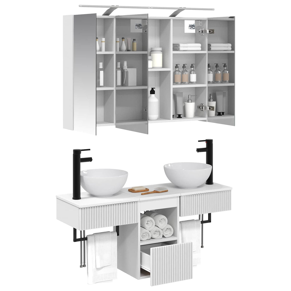 vidaXL Badkamerkast set 4 pcs Wit 100 x 14,5 x 70 cm Bewerkt hout