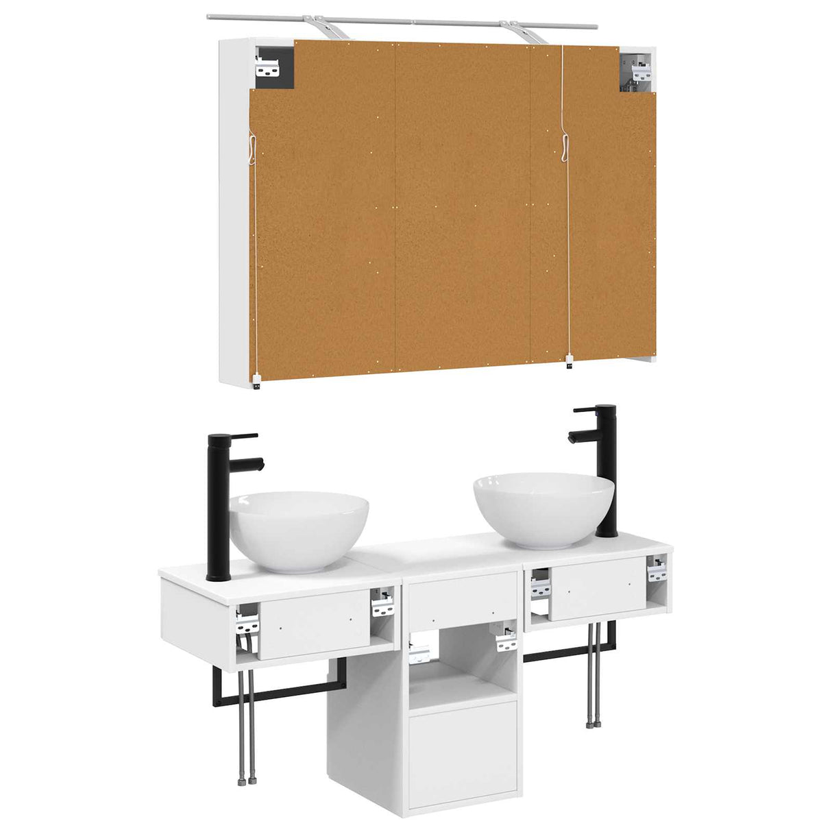 vidaXL Badkamerkast set 4 pcs Wit 100 x 14,5 x 70 cm Bewerkt hout
