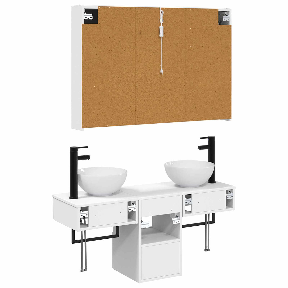 vidaXL Badkamerkast set 4 pcs Wit 103,5 x 15,5 x 70 cm Bewerkt hout