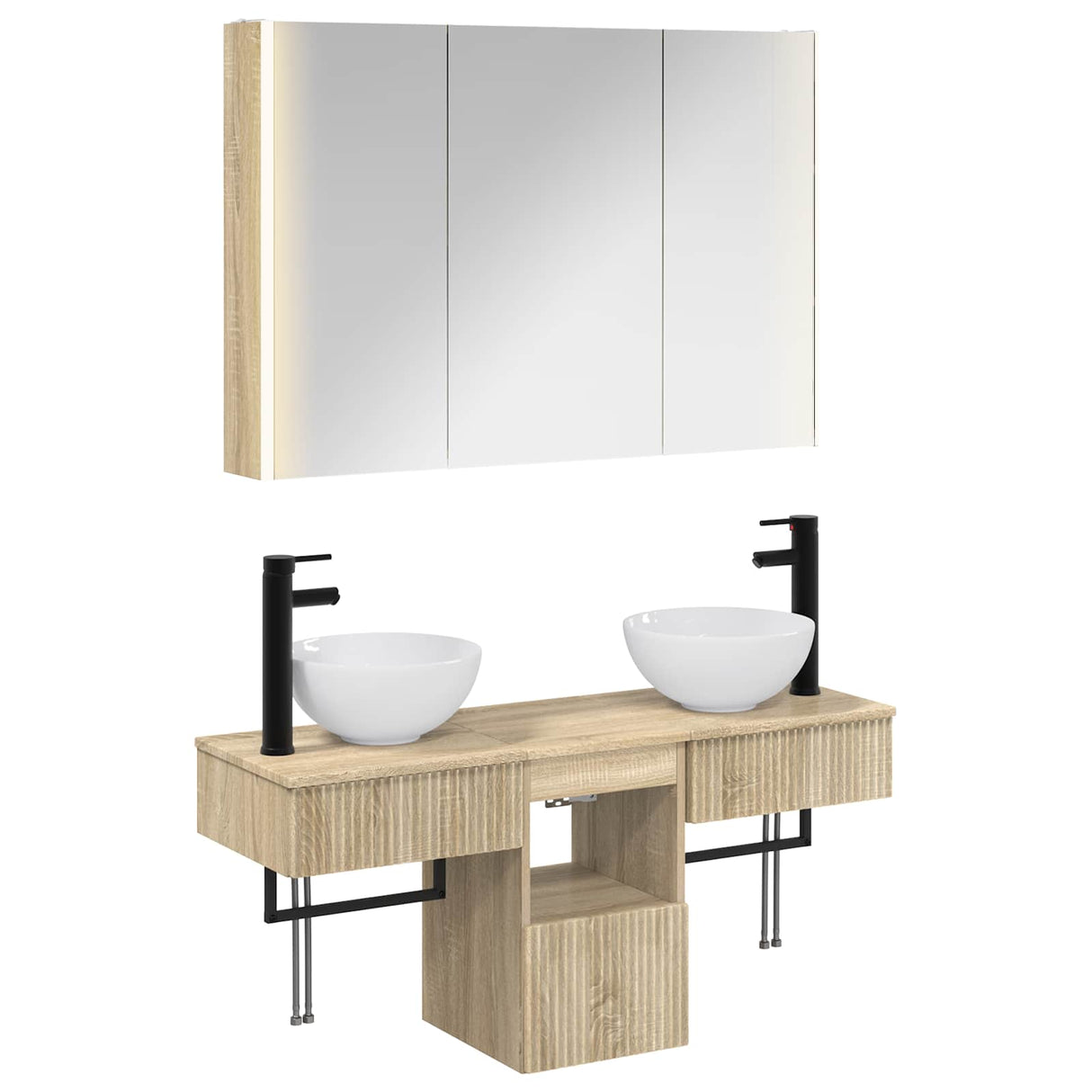 vidaXL Badkamerkast set 4 pcs Wit 103,5 x 15,5 x 70 cm Bewerkt hout