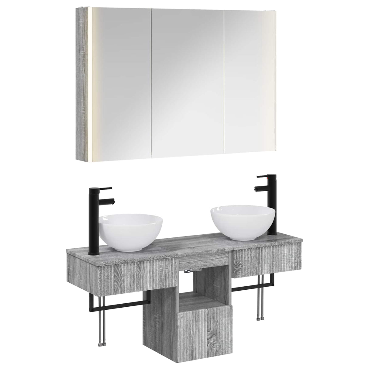 vidaXL Badkamerkast set 4 pcs Wit 103,5 x 15,5 x 70 cm Bewerkt hout