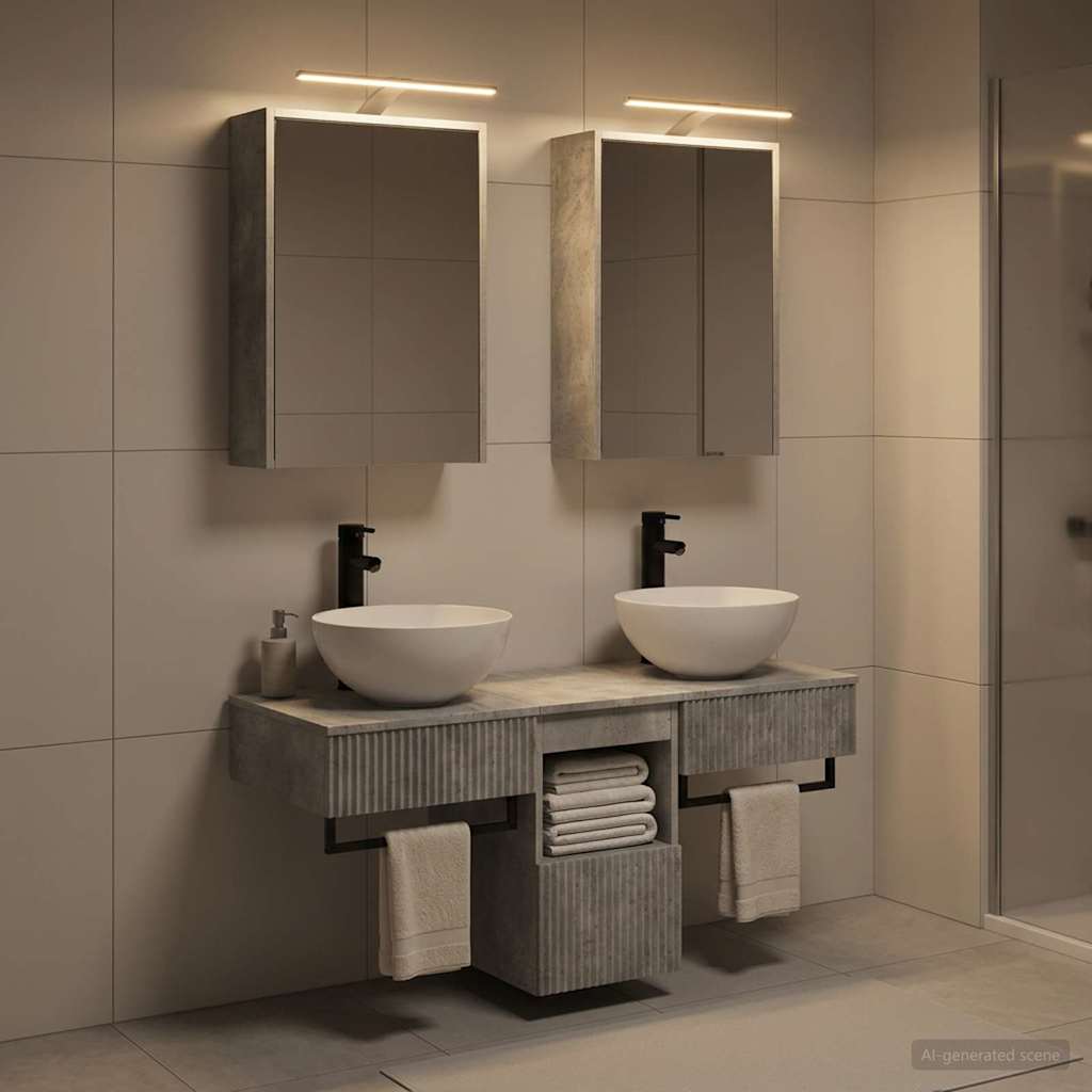 vidaXL Bathroom Cabinet Set 5 Pieces Concrete Grey Engineered Wood
