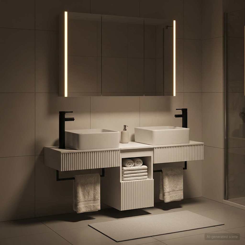 vidaXL Bathroom Cabinet Set 4 pcs White 103.5 x 15.5 x 70 cm Engineered Wood