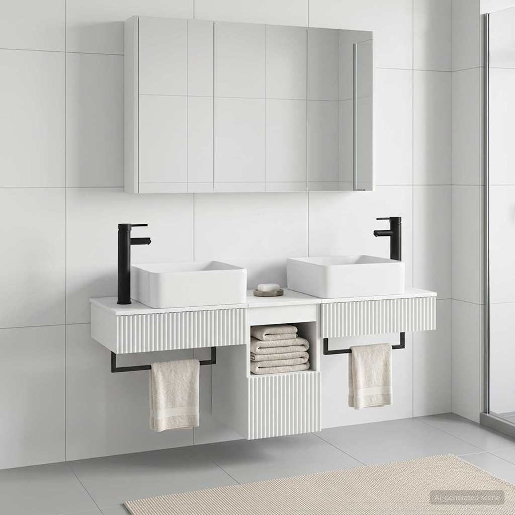 vidaXL Bathroom Cabinet Set 4 pcs White 103.5 x 15.5 x 70 cm Engineered Wood