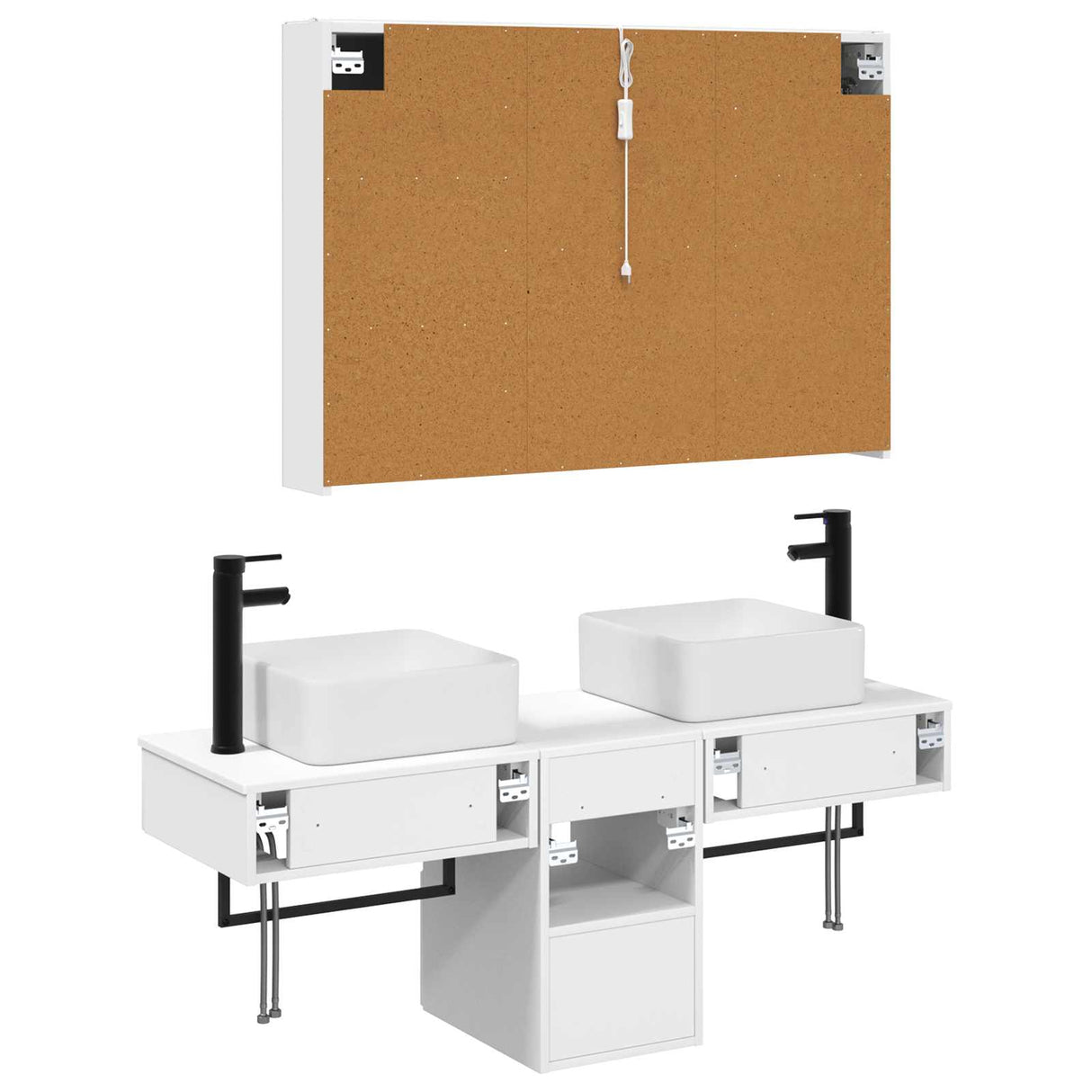 vidaXL Bathroom Cabinet Set 4 pcs White 103.5 x 15.5 x 70 cm Engineered Wood