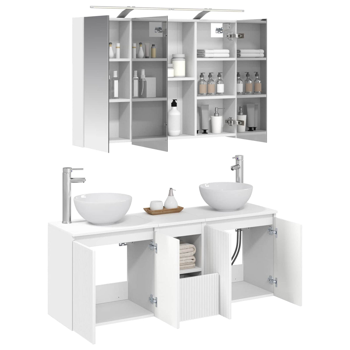 vidaXL Badkamerkast set 4 pcs Wit 100 x 14,5 x 70 cm Bewerkt hout