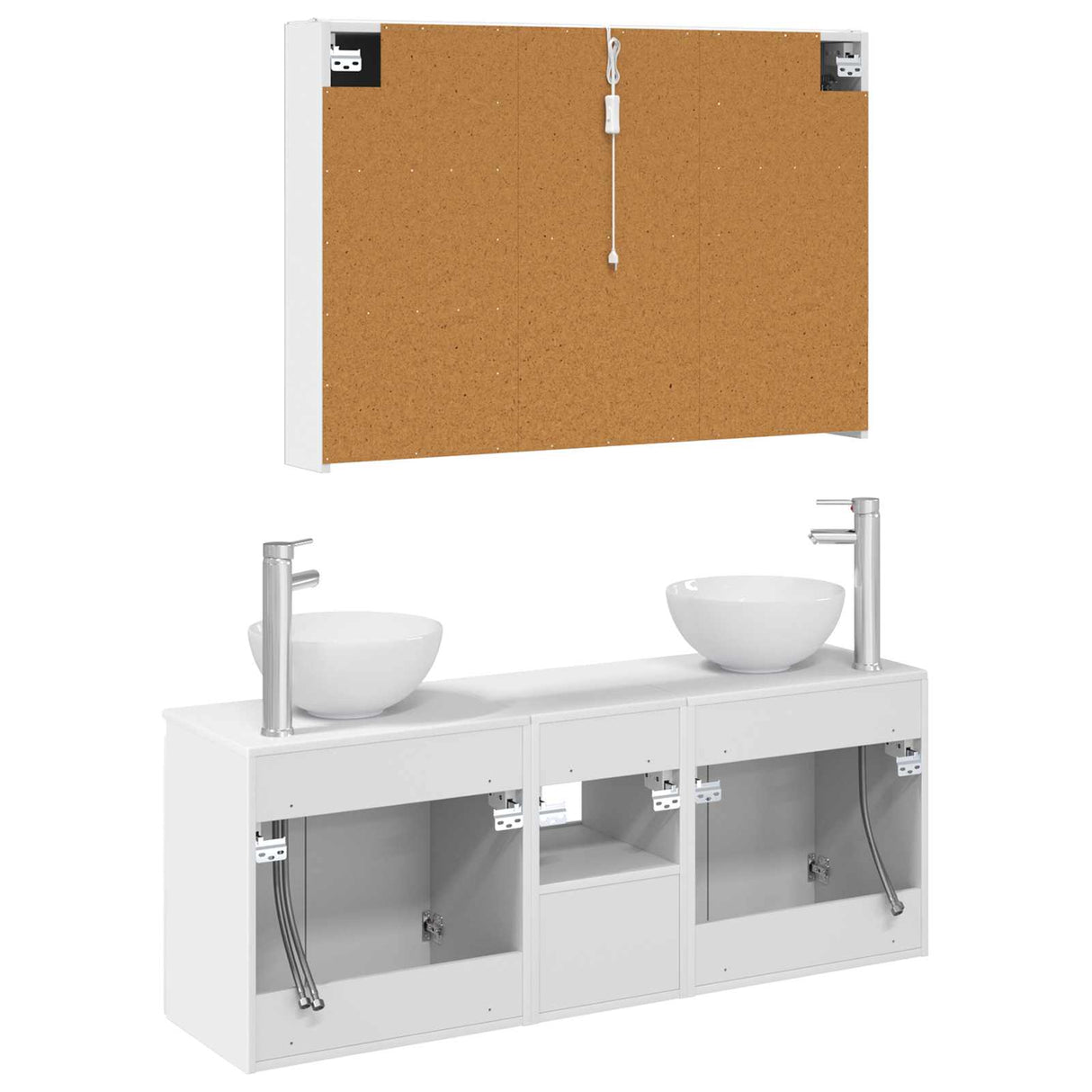 vidaXL Badkamerkast set 4 st Wit Bewerkt hout