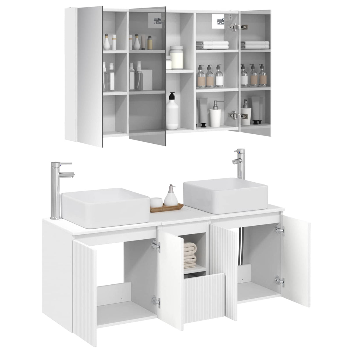 vidaXL Badkamerkast set 4 pcs Wit Bewerkt hout