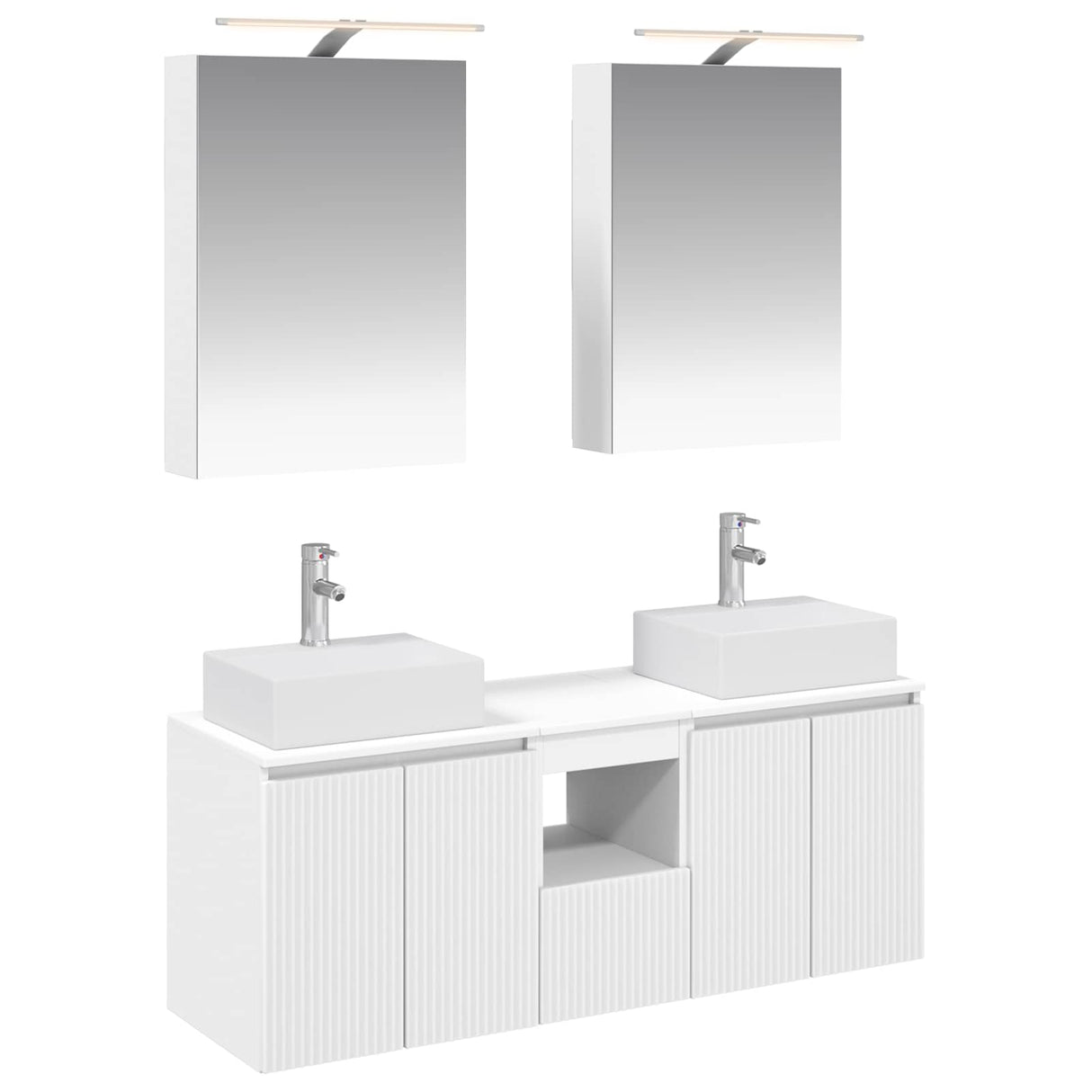 vidaXL Badkamerkast set 5 pcs Wit Bewerkt hout