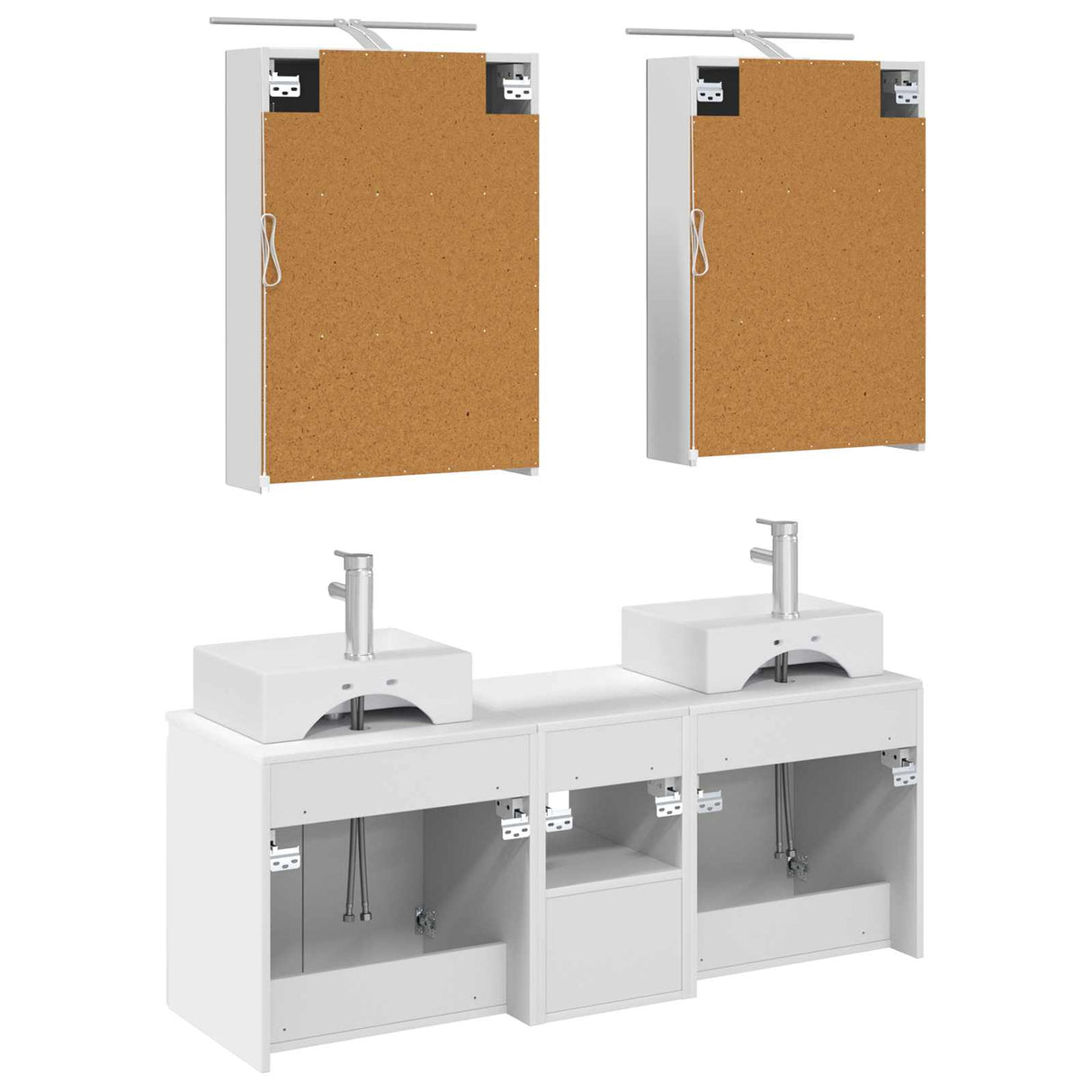 vidaXL Badkamerkast set 5 pcs Wit Bewerkt hout