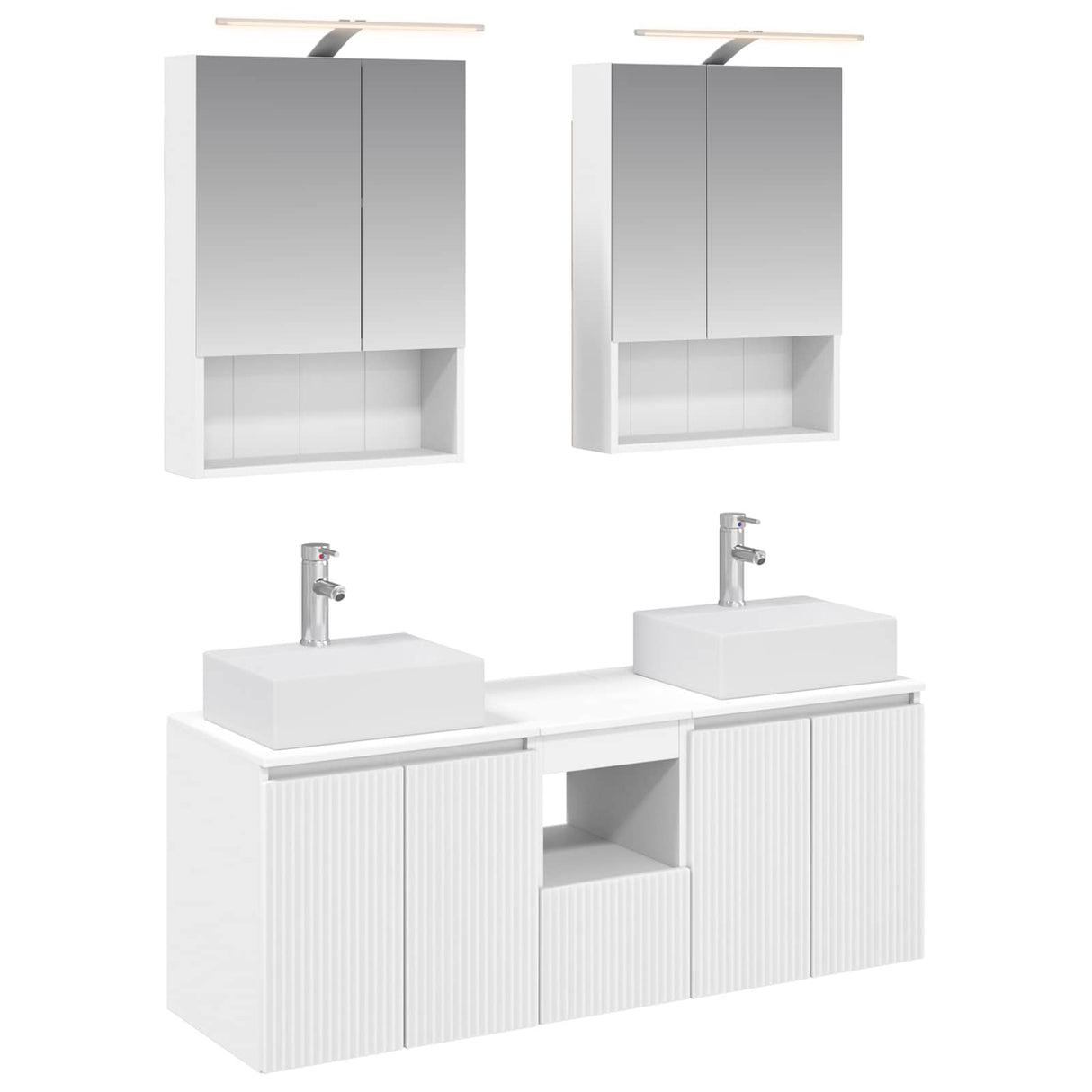 vidaXL Badkamerkast set 5 pcs Wit Bewerkt hout