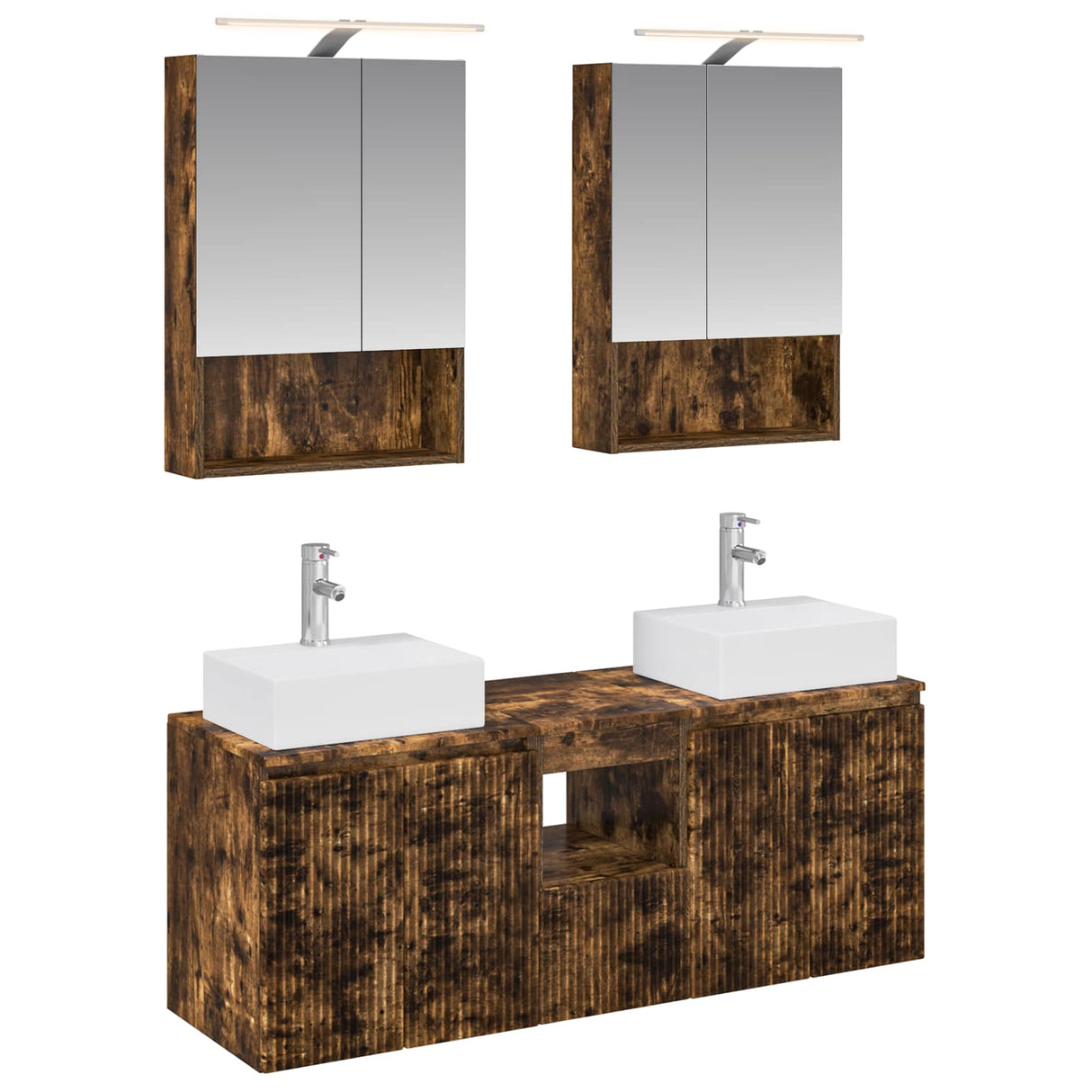 vidaXL Badkamerkast set 5 pcs Wit Bewerkt hout