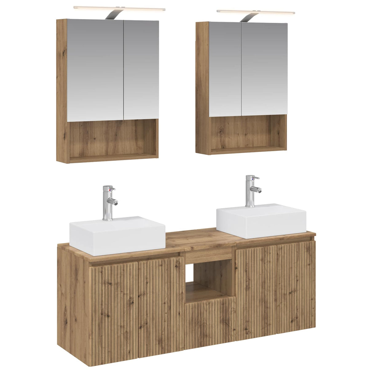 vidaXL Badkamerkast set 5 pcs Wit Bewerkt hout