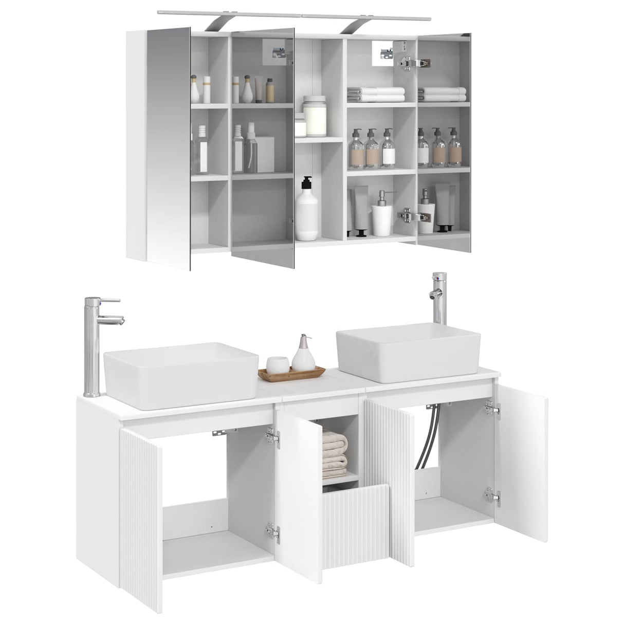 vidaXL Badkamerkast set 4 pcs Wit Bewerkt hout
