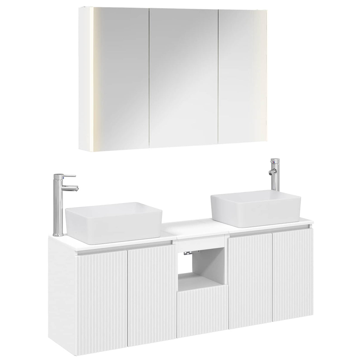 vidaXL Badkamerkast set 4 pcs Wit Bewerkt hout