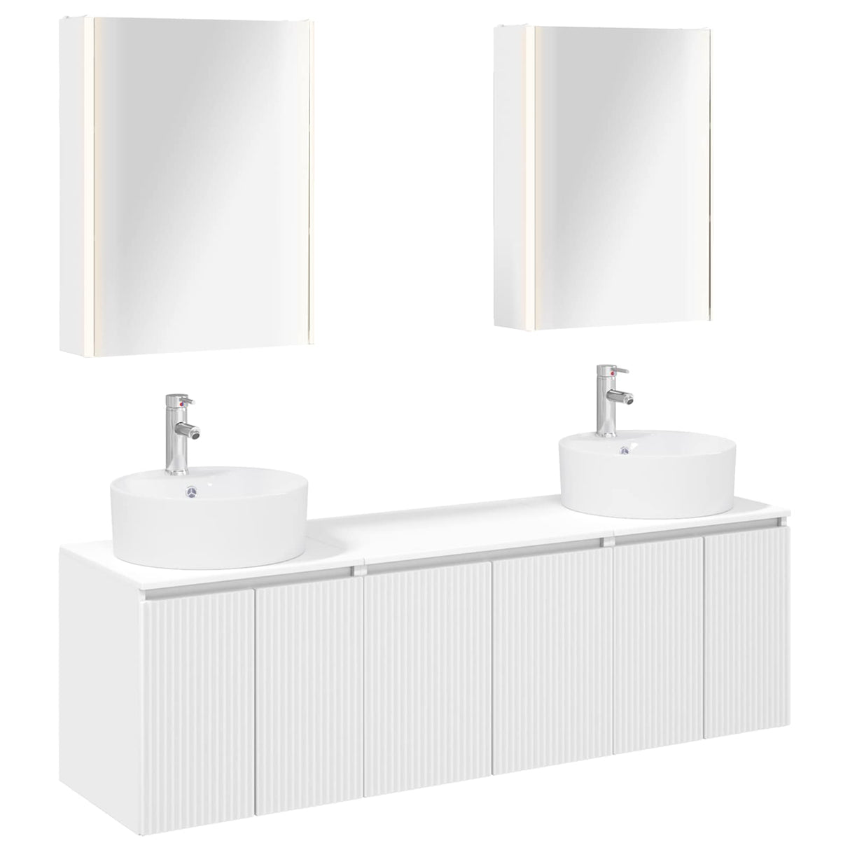 vidaXL Badkamerkast set 5 pcs Wit Bewerkt hout
