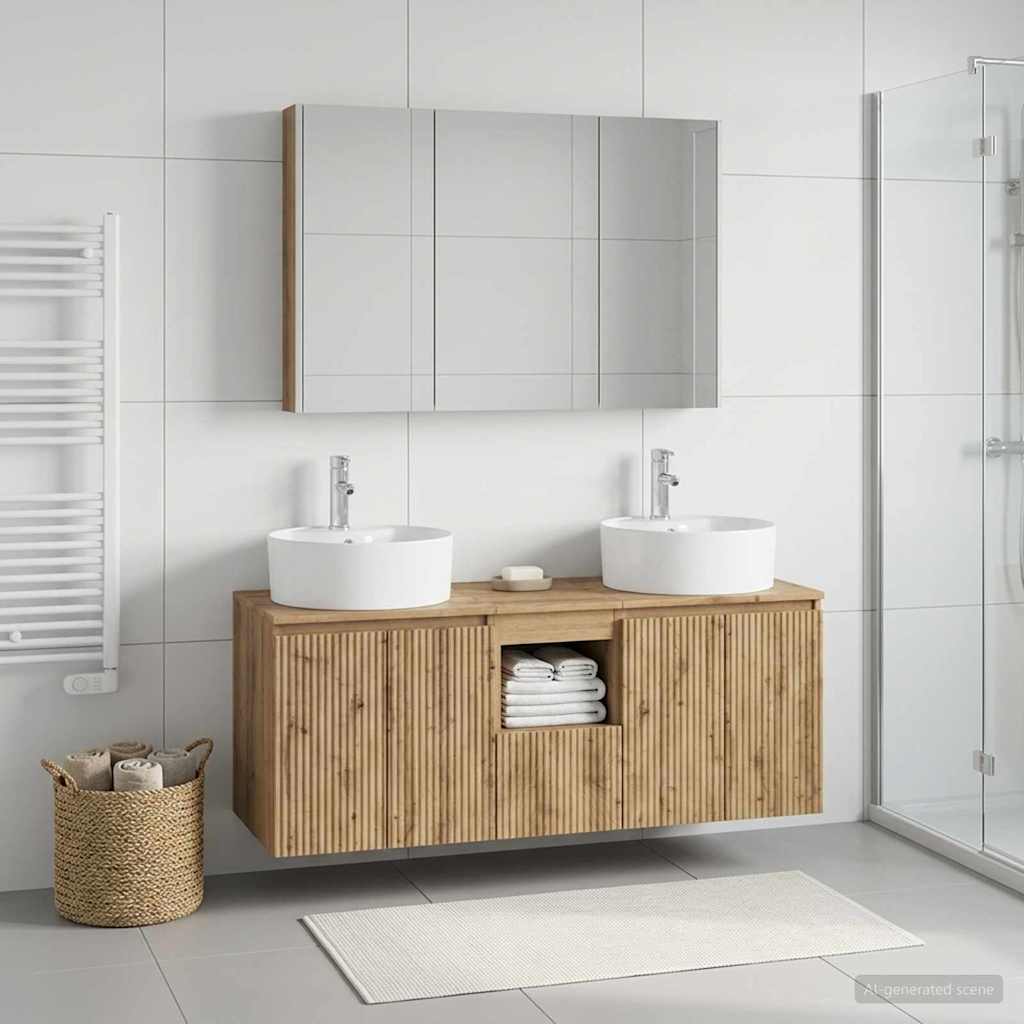 vidaXL Badkamerkast set 4 st Artisanaal eiken Bewerkt hout