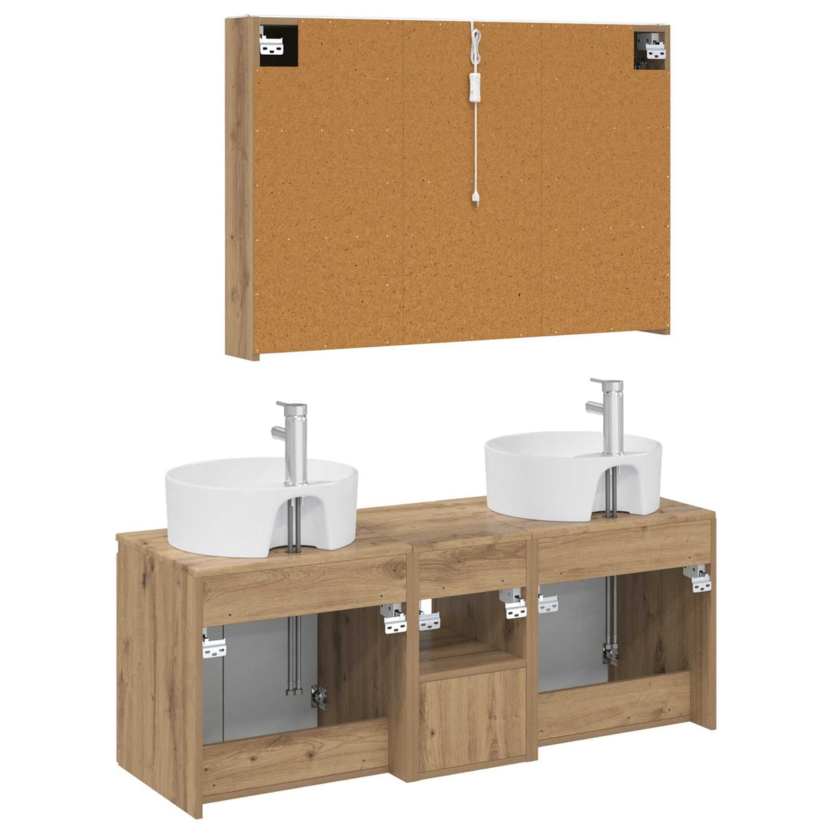 vidaXL Badkamerkast set 4 st Artisanaal eiken Bewerkt hout