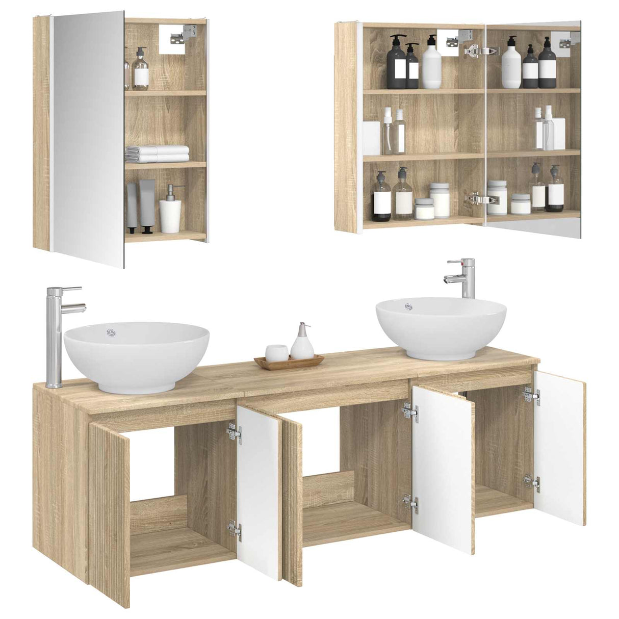 vidaXL Badkamerkast set 5 st Wit Bewerkt hout