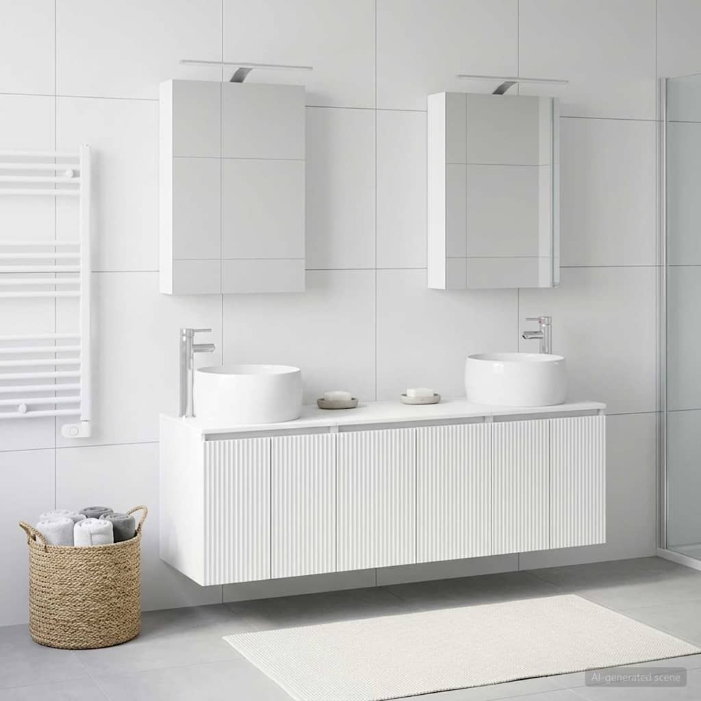 vidaXL Badkamerkast set 5 pcs Wit Bewerkt hout