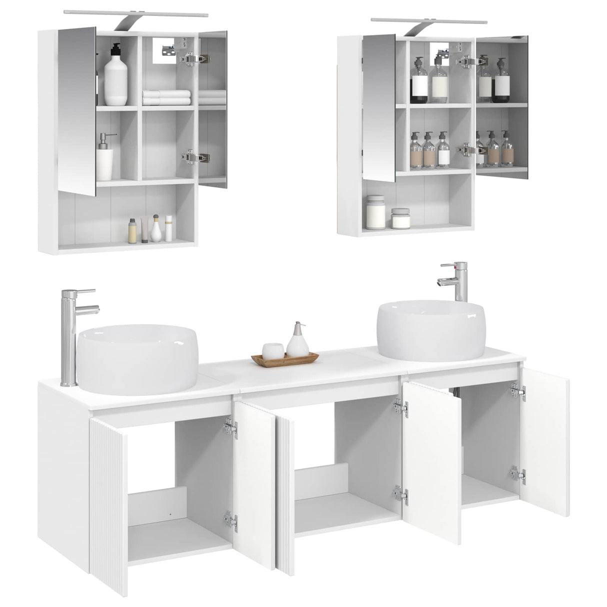 vidaXL Badkamerkast set 5 pcs Wit Bewerkt hout