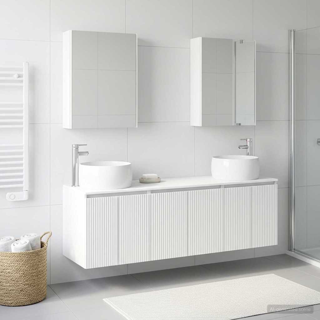 vidaXL Badkamerkast set 5 pcs Wit Bewerkt hout