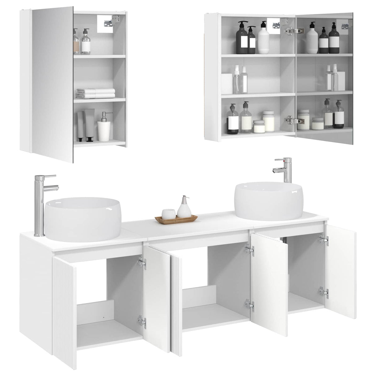 vidaXL Badkamerkast set 5 pcs Wit Bewerkt hout