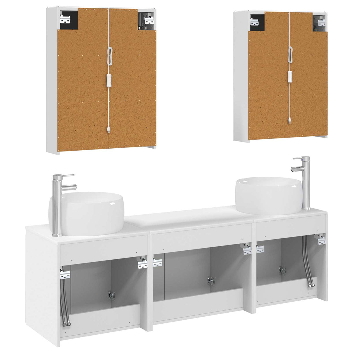 vidaXL Badkamerkast set 5 pcs Wit Bewerkt hout