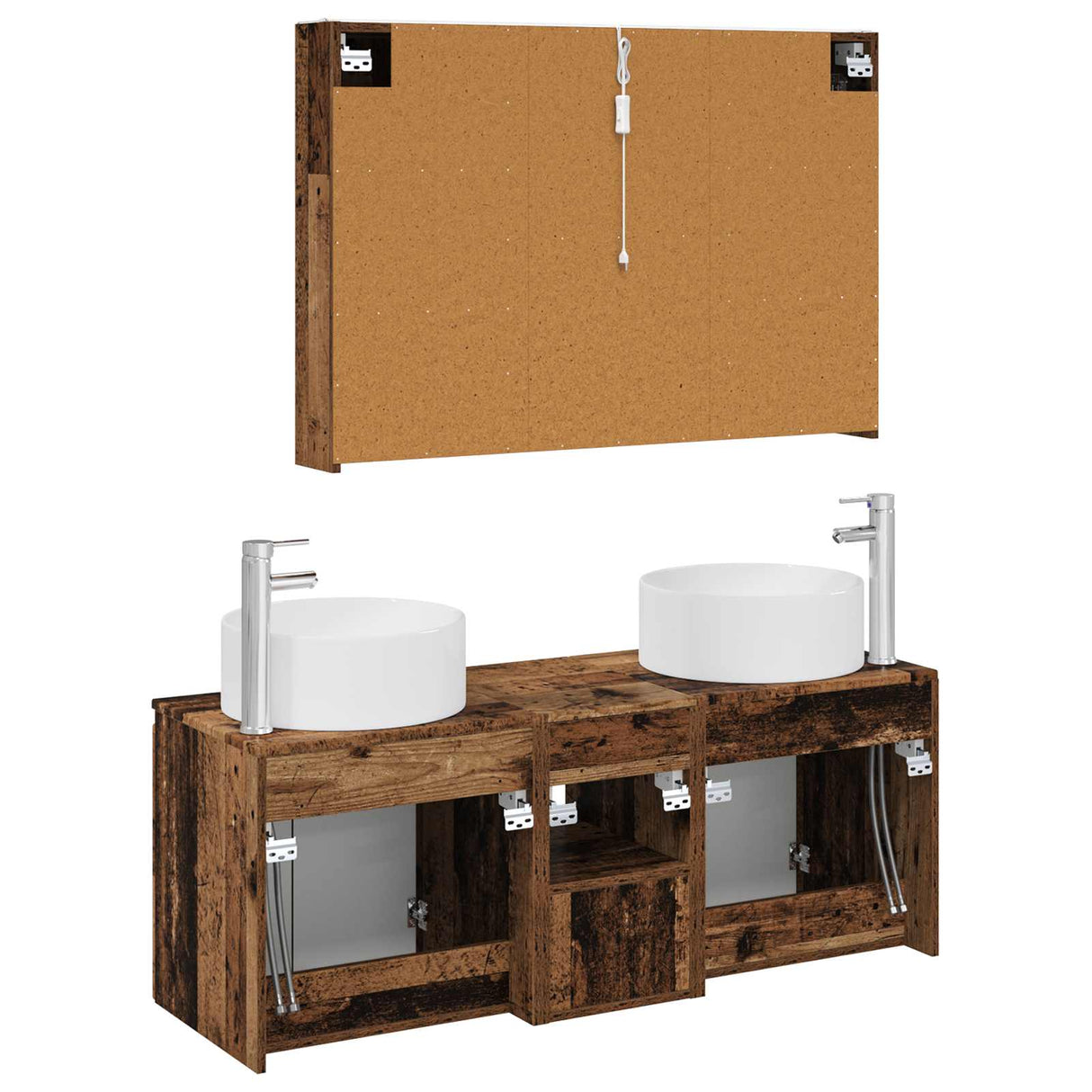 vidaXL Badkamerkast set 4 st Oud hout Bewerkt hout