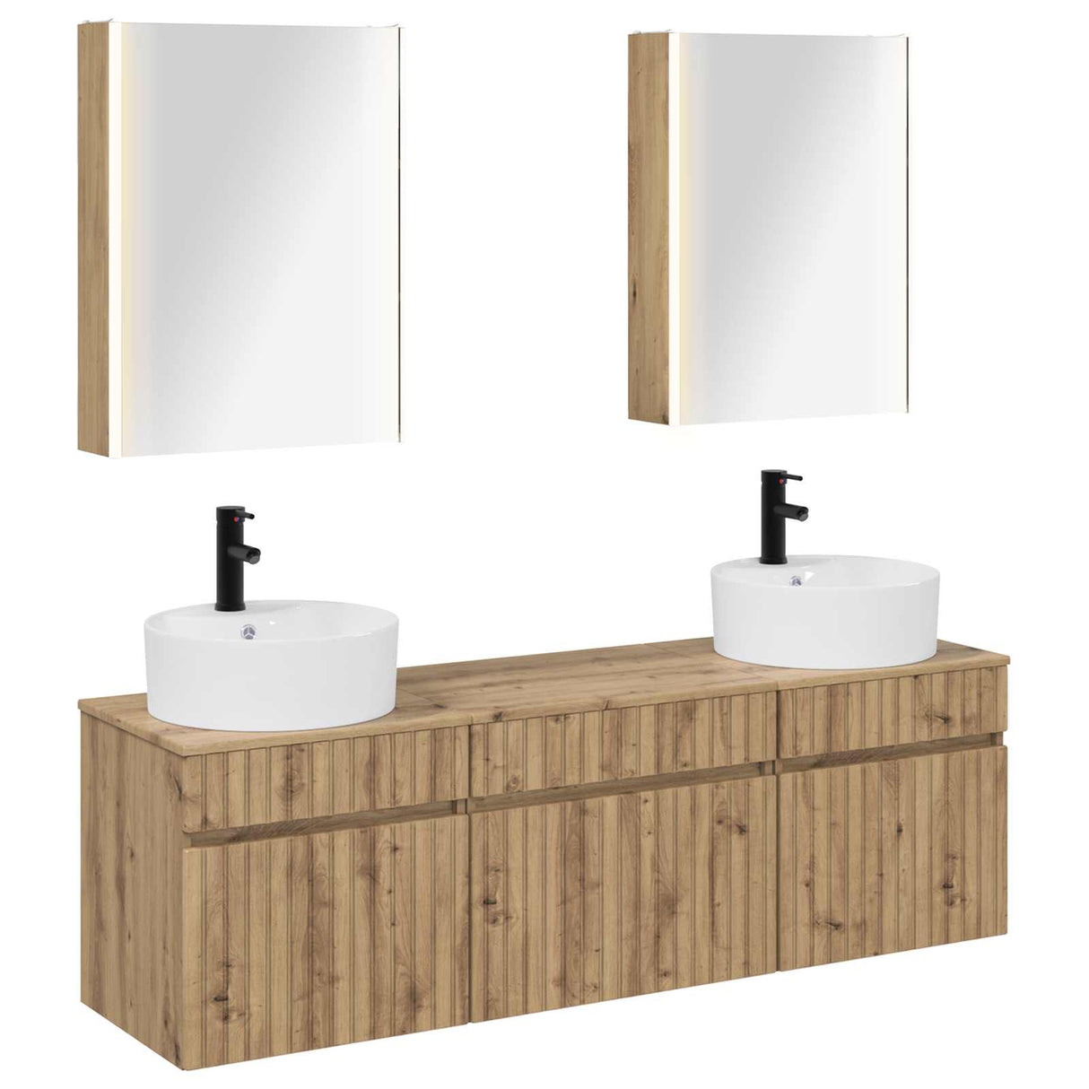 vidaXL Badkamerkast set 5 pcs Wit 53 x 15,5 x 70 cm Bewerkt hout