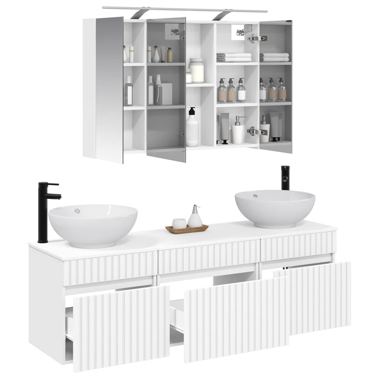 vidaXL Badkamerkast set 4 pcs Wit 100 x 14,5 x 70 cm Bewerkt hout