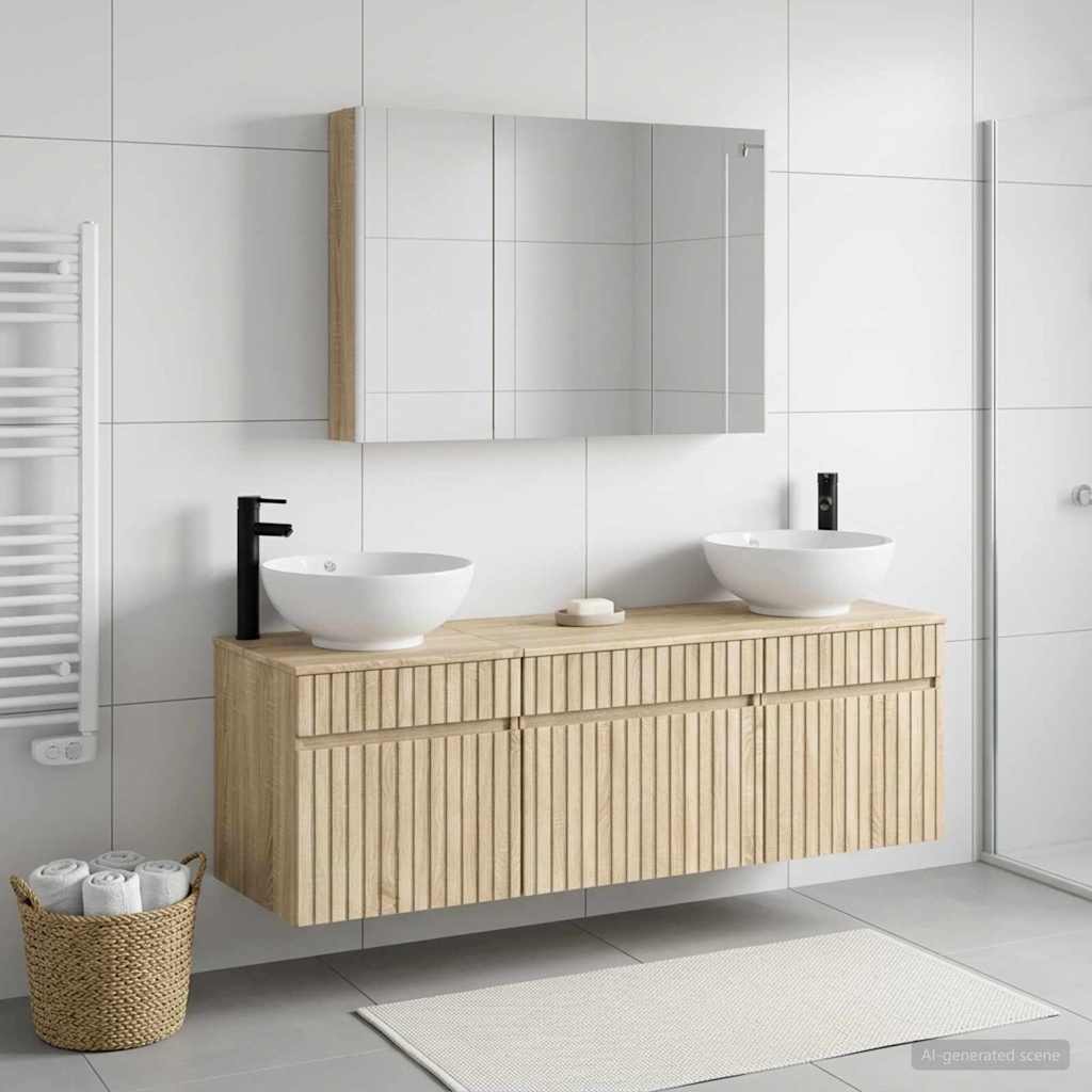 vidaXL Badkamerkast set 4 st Sonoma Eiken Bewerkt hout