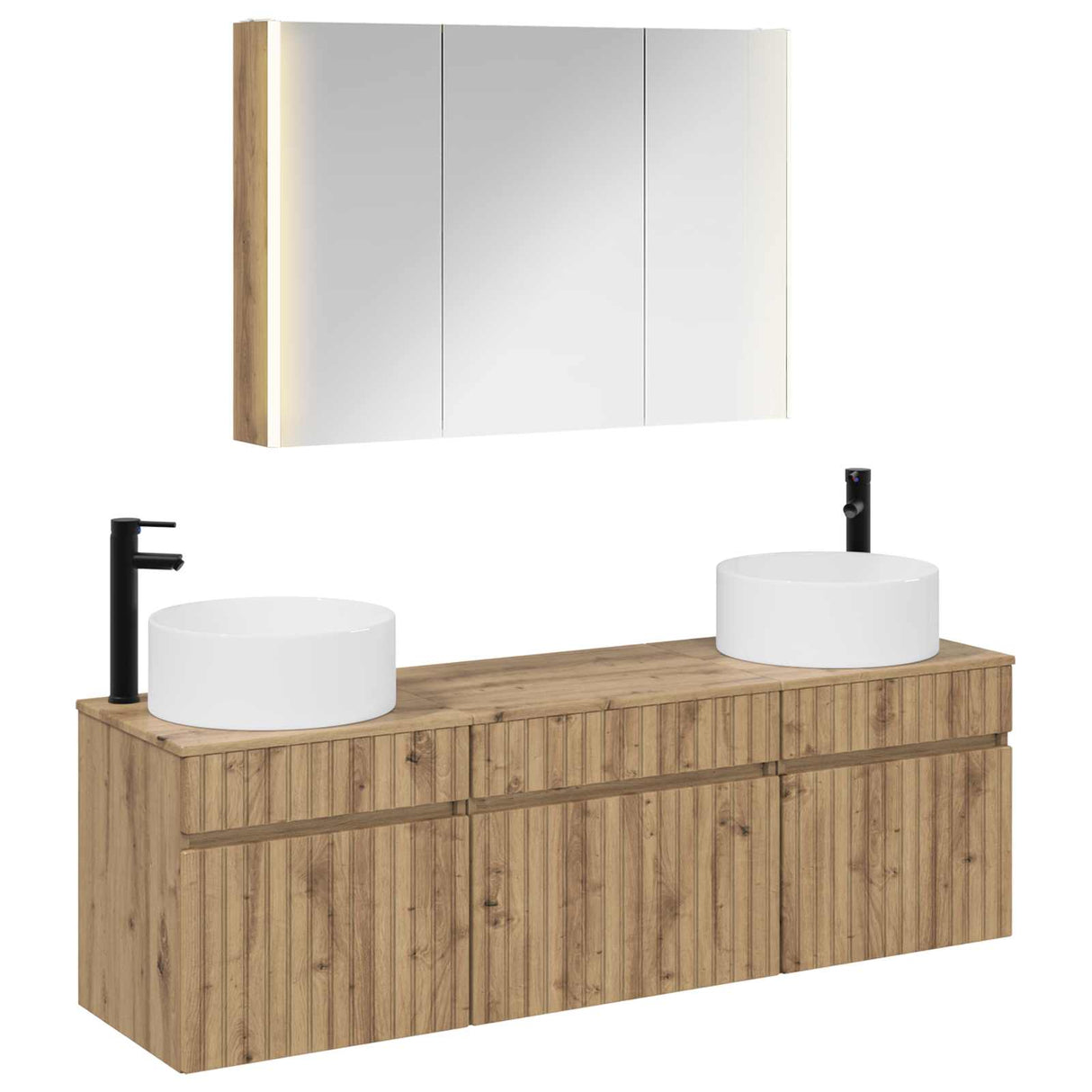 vidaXL Badkamerkast set 4 pcs Wit 103,5 x 15,5 x 70 cm Bewerkt hout