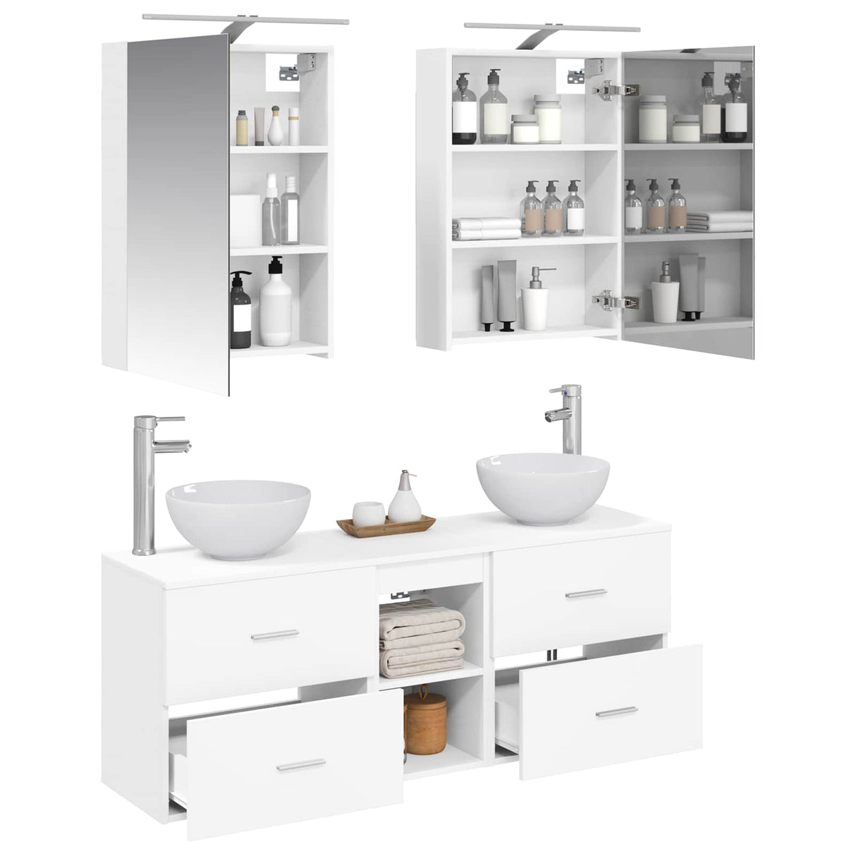 vidaXL Badkamerkast set 5 pcs Wit 50 x 14,5 x 70 cm Bewerkt hout